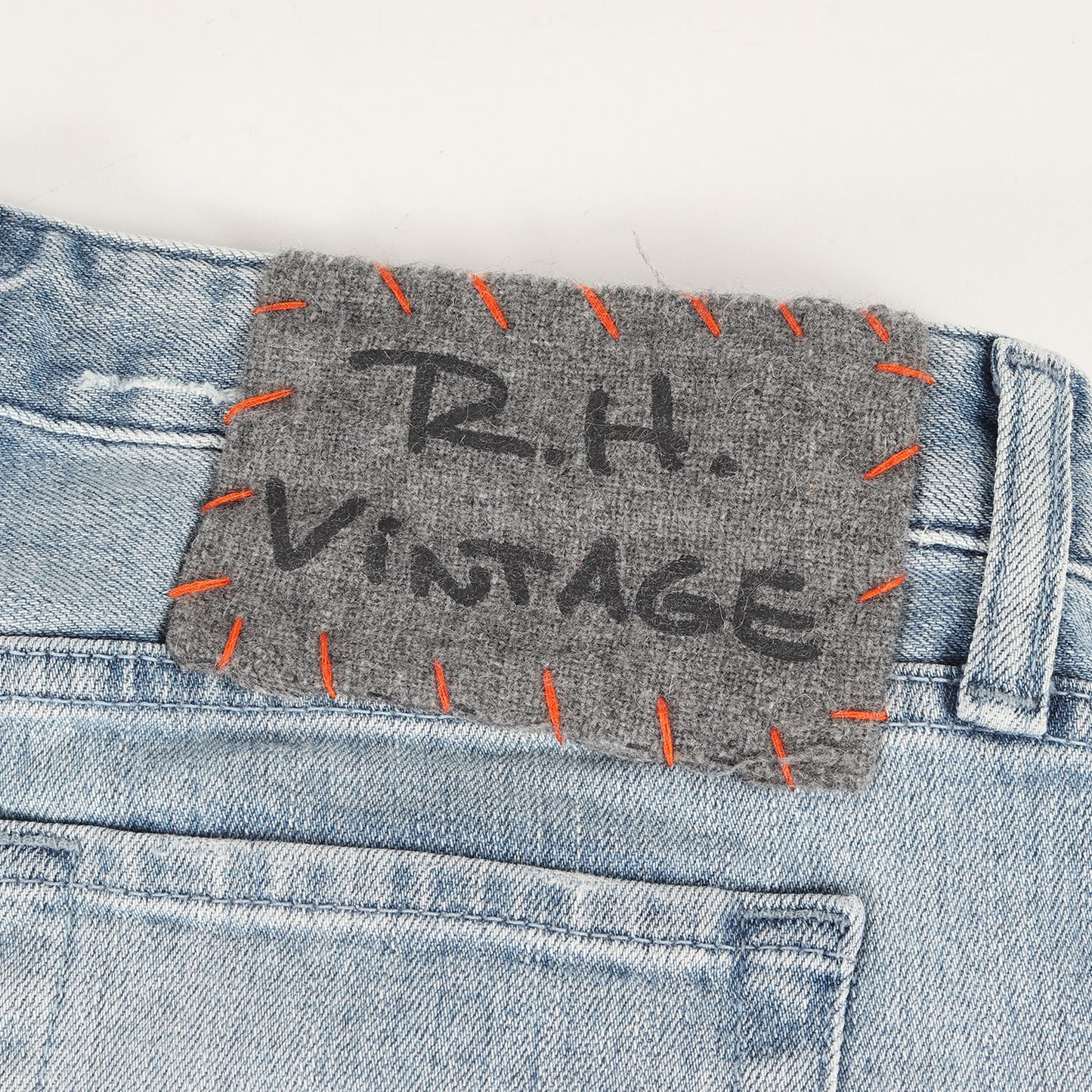 USED加工 ストレッチ デニム スキニー パンツ / ジッパーフライ ジーンズ R.H.VINTAGE