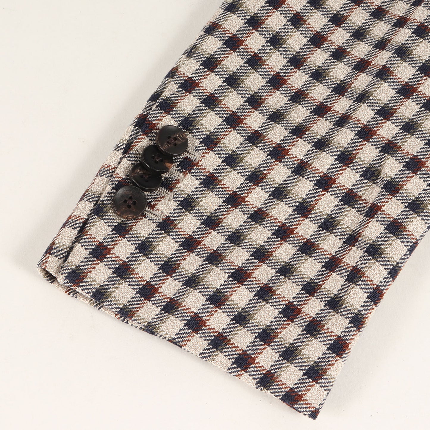 ガンクラブチェック シルク混ウール 段返り3B テーラード ジャケット (EASY JV903AQ EMRP58598) / ブートニエール付き