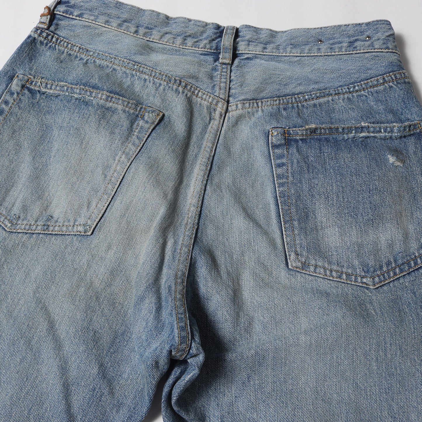 24SS クラッシュリペア ヴィンテージ加工 ストレート デニム パンツ (L.Straight 5pocket USS 2403-1001) / ボタンフライ ジーンズ