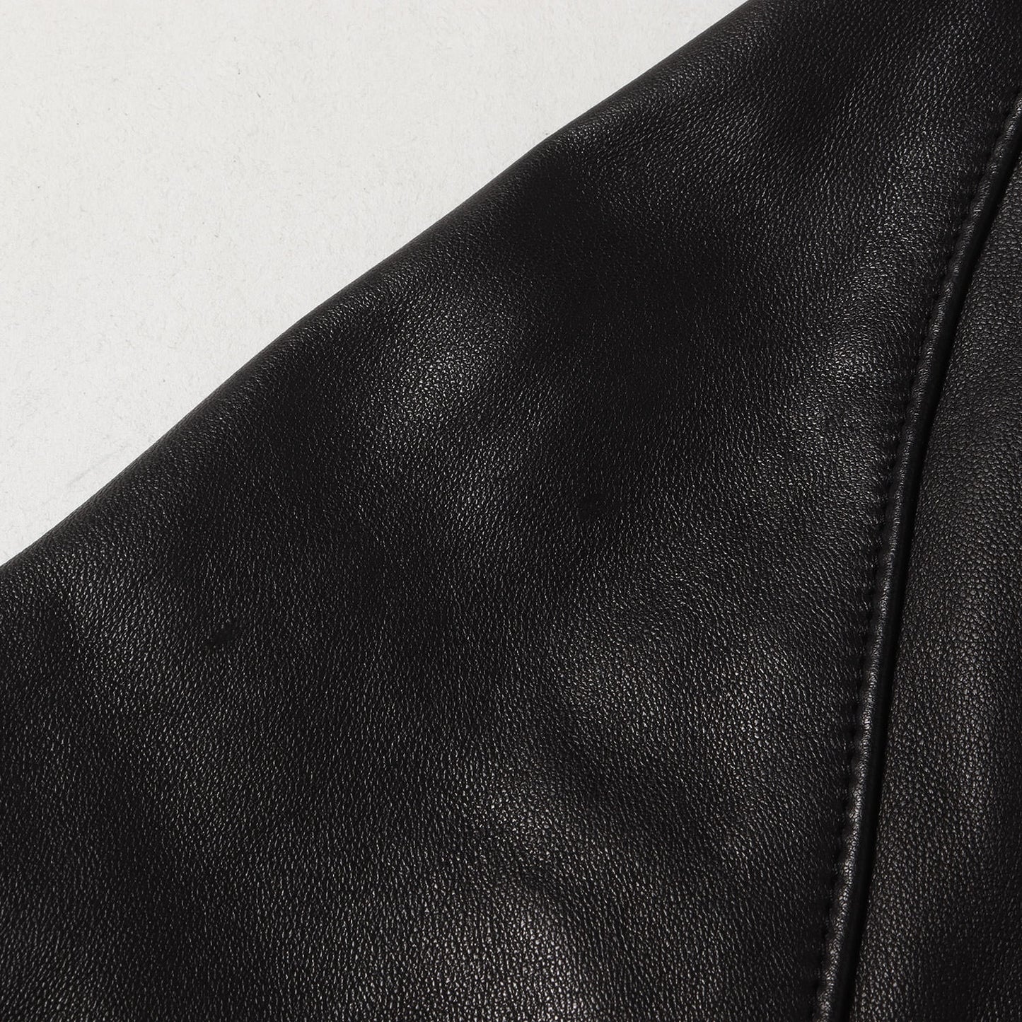 ハイネック スパニッシュ ラムレザー ダブルジップ ブルゾン (SPANISH RAM RIB JERSEY 265 rm02) / シングル ライダース ジャケット アウター 羽織 定番 ベーシック