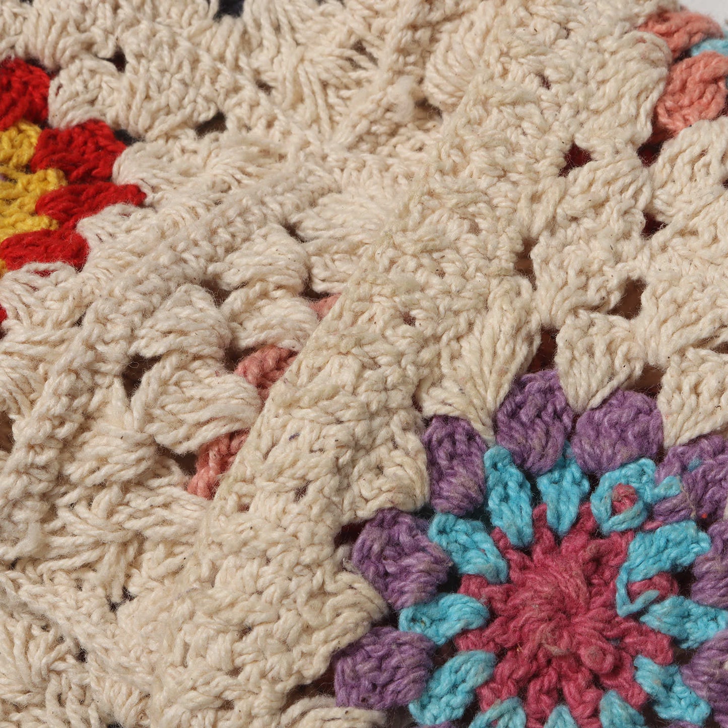 21SS クロシェ コットン ニット カーディガン (INDUSTRIAL HINDUSTAN CROCHET CARDIGAN) / 定番 ベーシック 花柄 フラワー