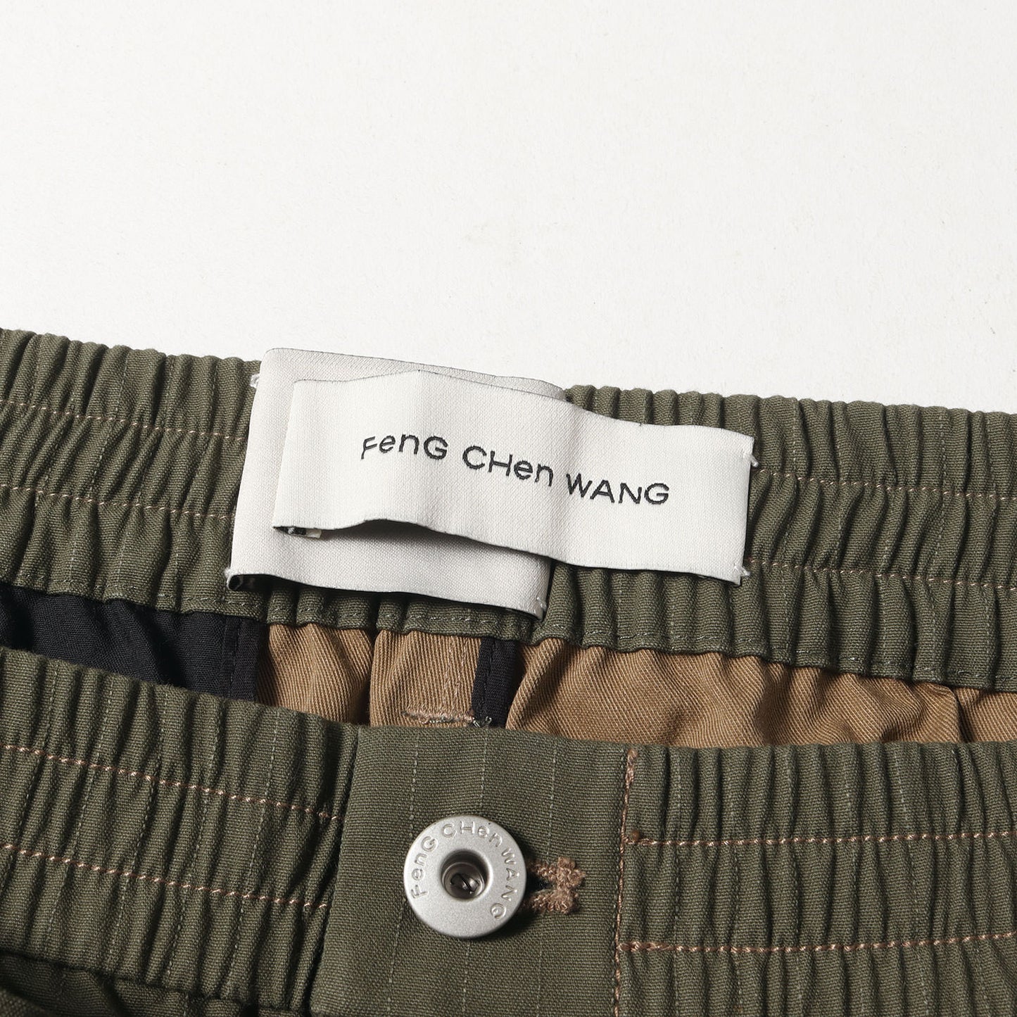 ダブルウエスト ストライプ ドッキング イージー パンツ / 再構築 ワイド リラックス