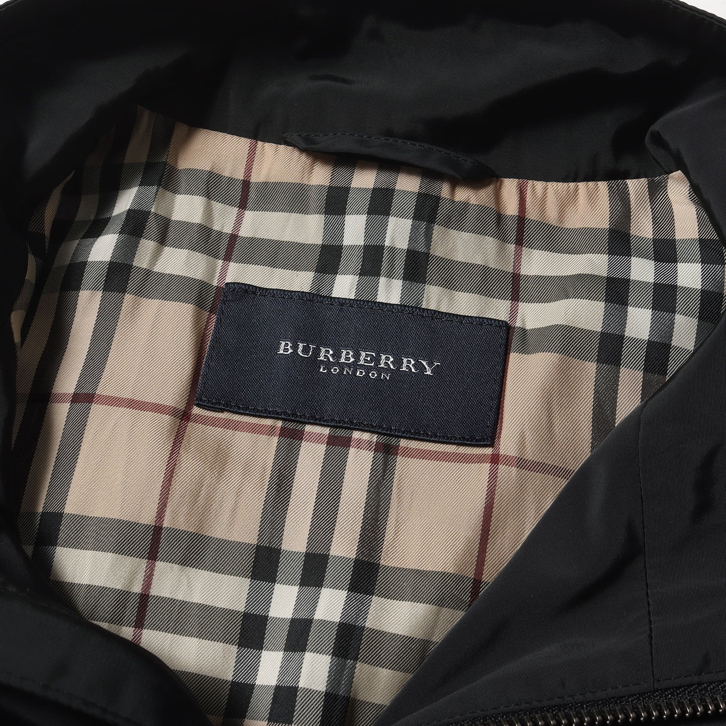 裏地ノバチェック ハイネック ポリテスート ジップ ベスト / ノースリーブ ブルゾン スリーブレス ジャケット アウター 羽織 定番 ベーシック ブリティッシュ トラッド MADE IN JAPAN LONDON