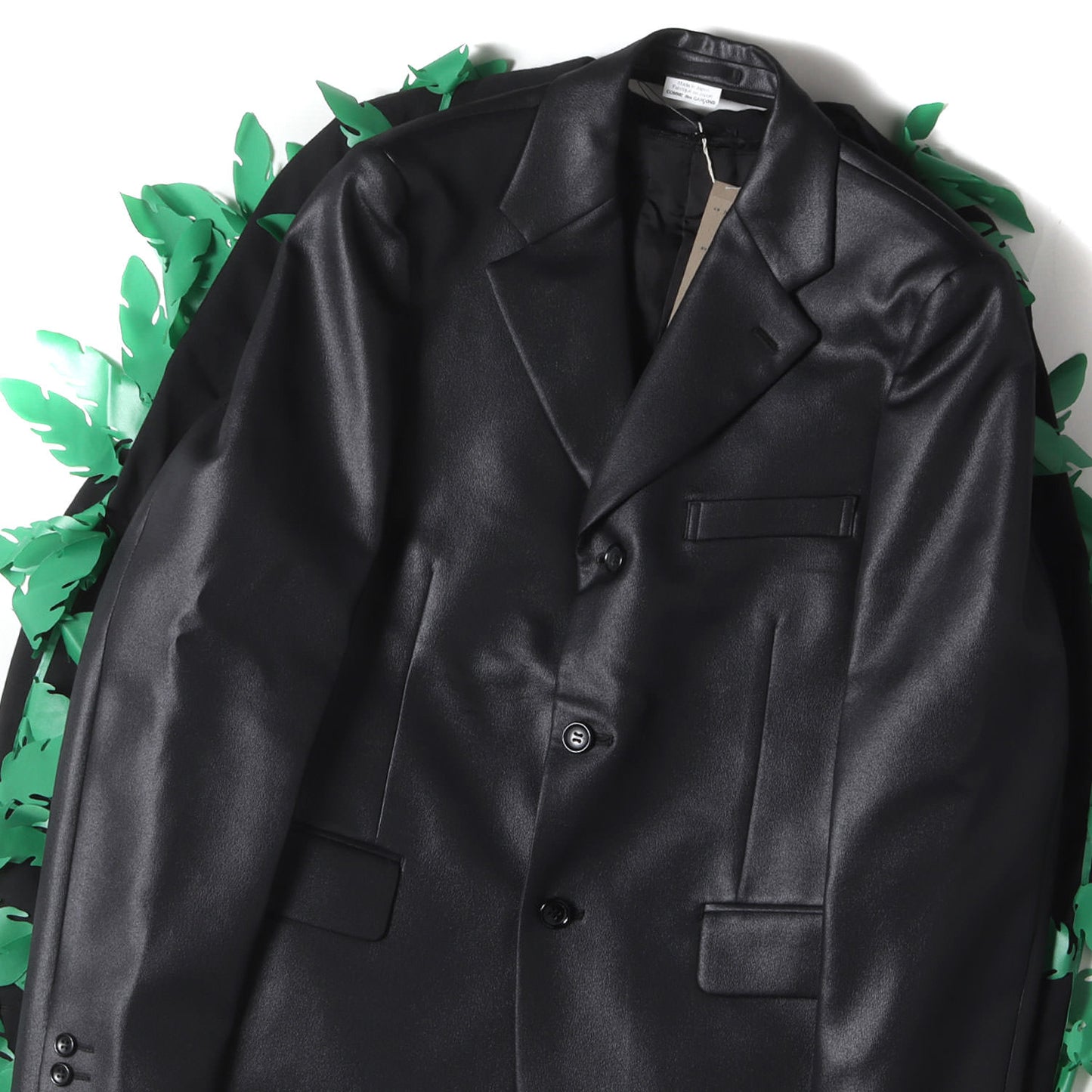 24SS リーフ 総刺繍 ドッキング ポリ ガーデン ジャケット (PM-J005) / 3B ドレス テーラード 変型 モード デザイナーズ ドメブラ 個性派