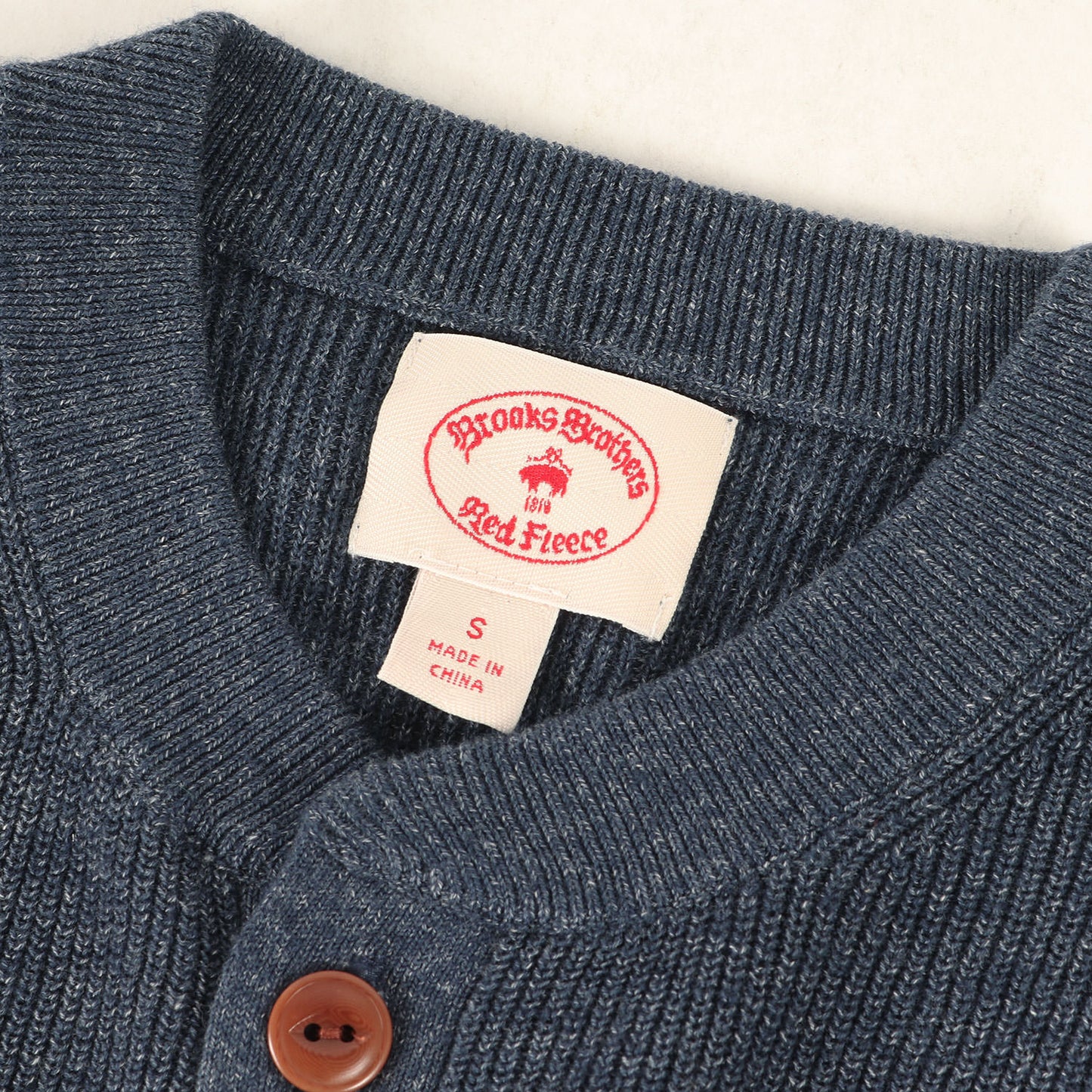 ヘンリーネック メランジ コットン ニット / セーター プルオーバー ニットソー 定番 ベーシック ビジネス ビジカジ オフィカジ アメトラ トラッド ラギッド Red Fleece