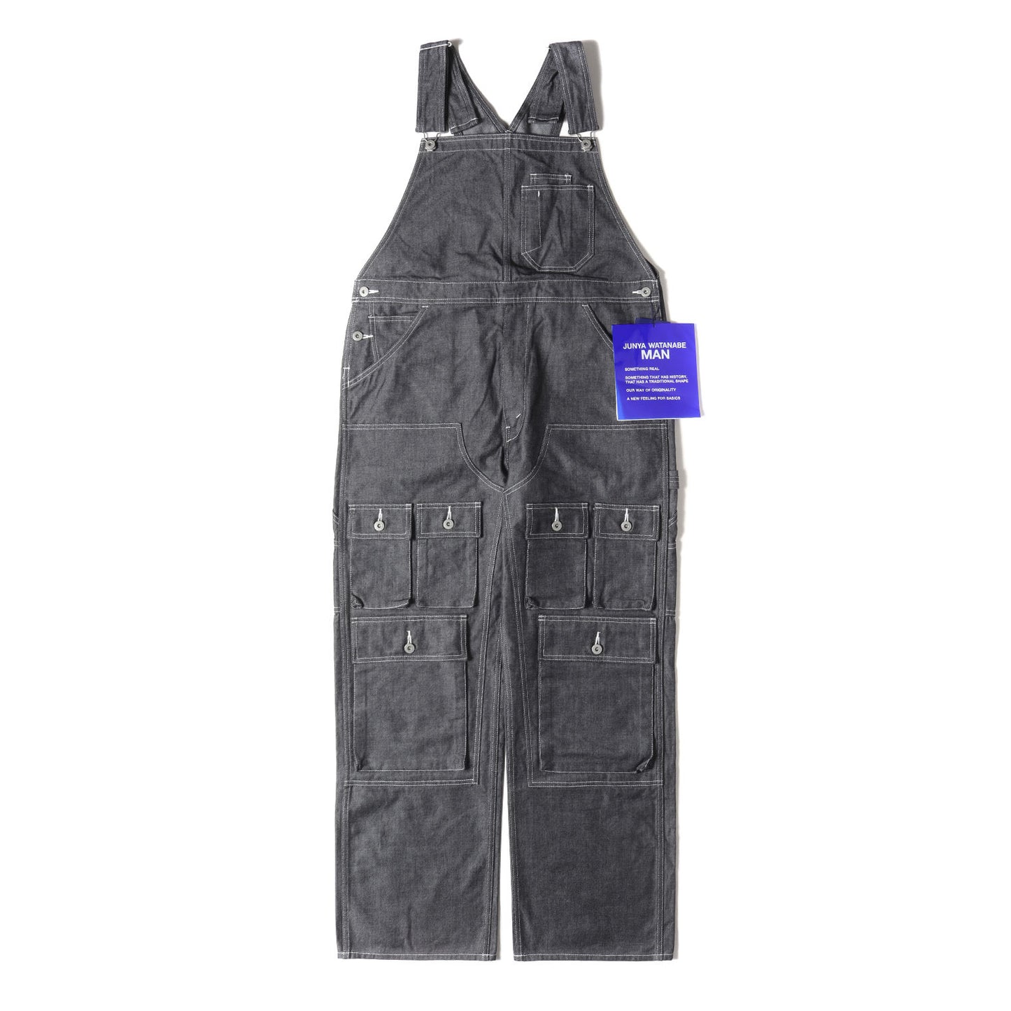 24SS ナイロン綿ツイル ダブルニー オーバーオール (WM-P008) / デニム マルチポケット