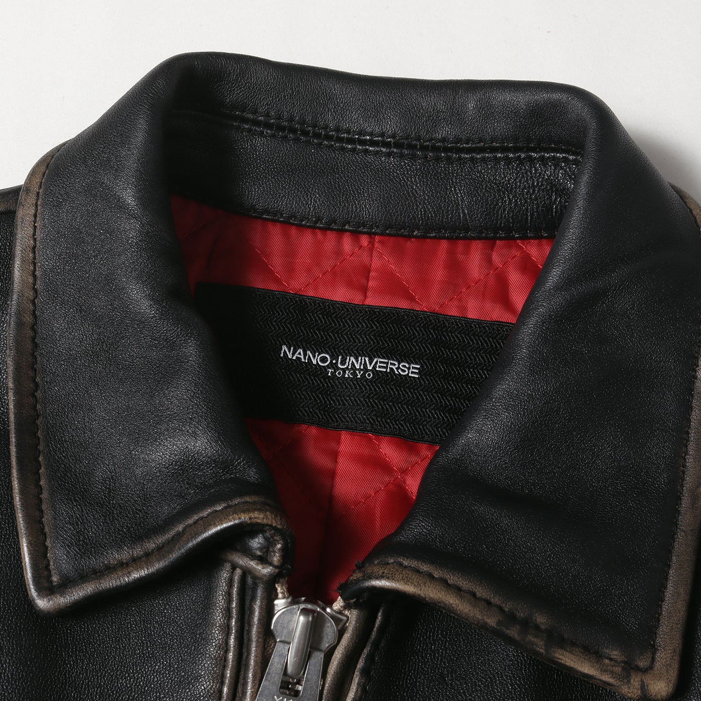 ヴィンテージ加工 シープ スキン レザー シングル ライダース ジャケット / ダブルジップ ブルゾン 革ジャン 定番 ベーシック