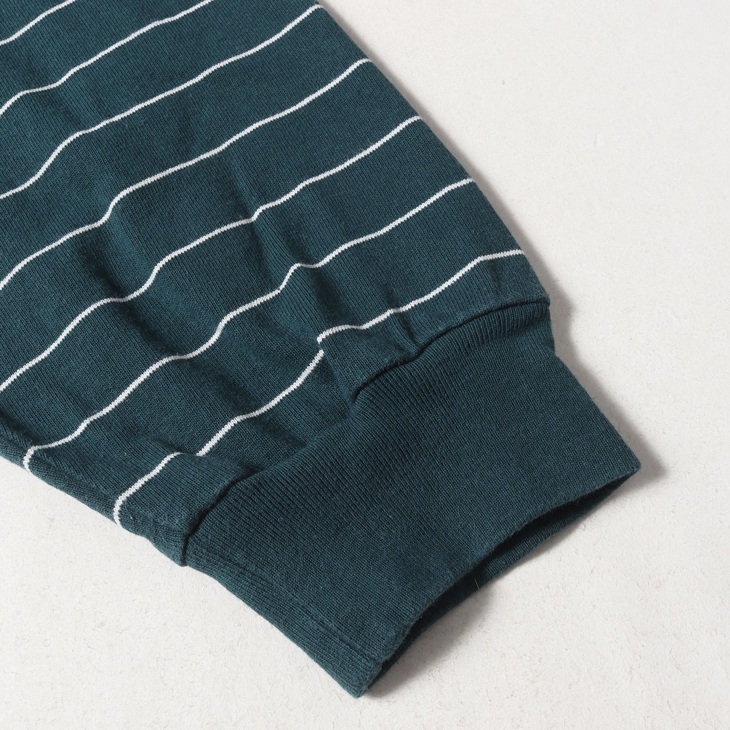 ワンポイント ロゴ 刺繍 ボーダー モックネック 長袖 Tシャツ (Union Striped Mock Long Tee Sleeve 3475-3034)