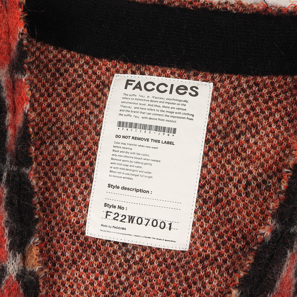 22AW ジオメトリック ジャガード キッドモヘア ウール シャギー ニット Vネック カーディガン (Jacquard Knit CD F22W07001) / 定番 ベーシック 七宝柄 総柄 アウター 羽織 ドメブラ