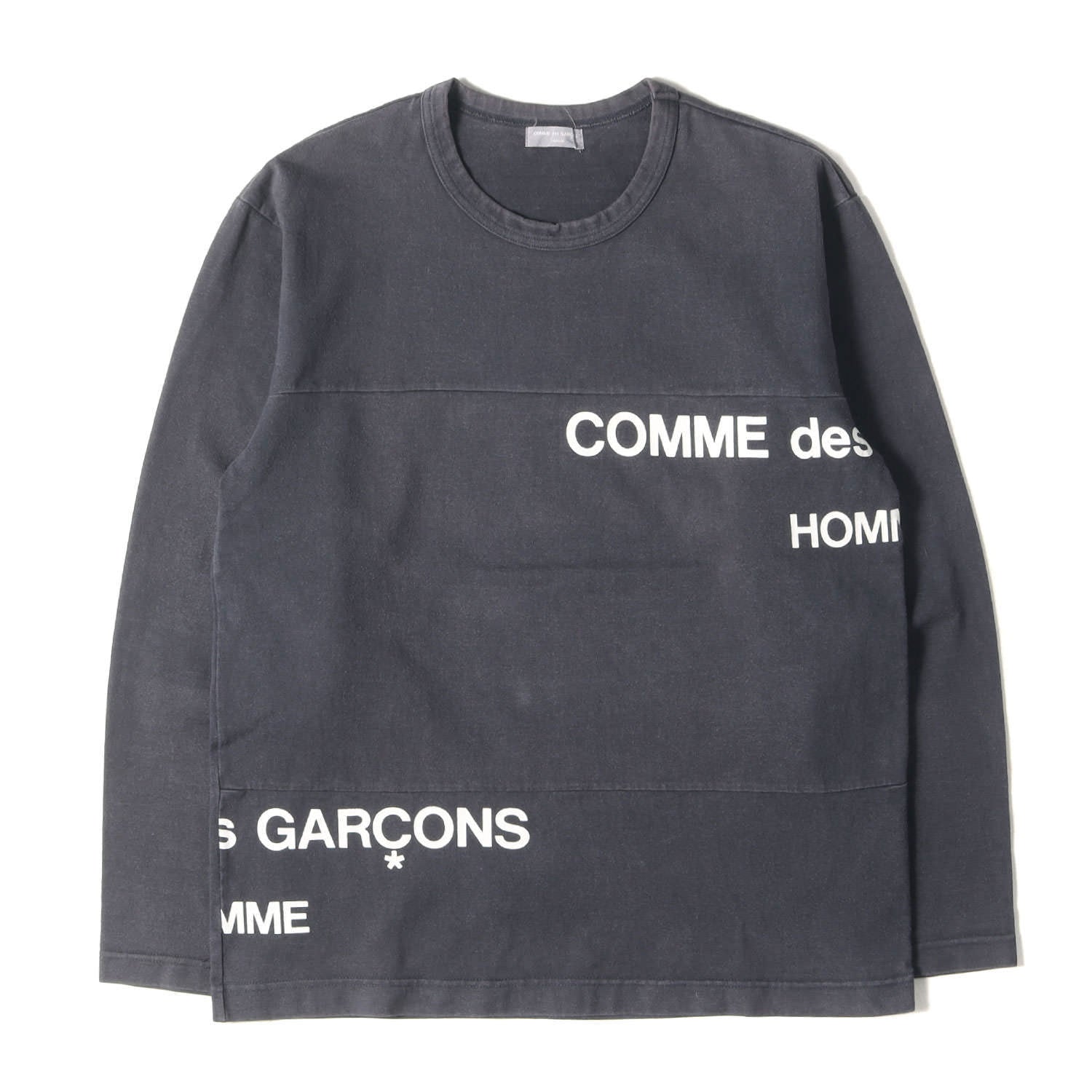 COMME des GARCONS HOMME (コム デ ギャルソン オム) 02SS 田中オム スプリット ロゴ フェード ロングスリーブ  カットソー (HE-T003) - ブランド古着の通販・買取 | BEEGLE by Boo-Bee