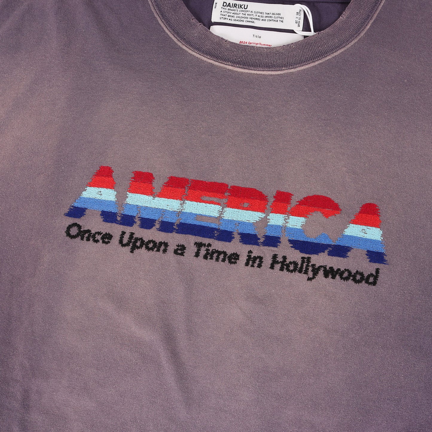 24SS ロゴ 刺繍 ロングスリーブ Tシャツ (AMERICA Vintage Sunburn Tee Navy 24SS C-4)