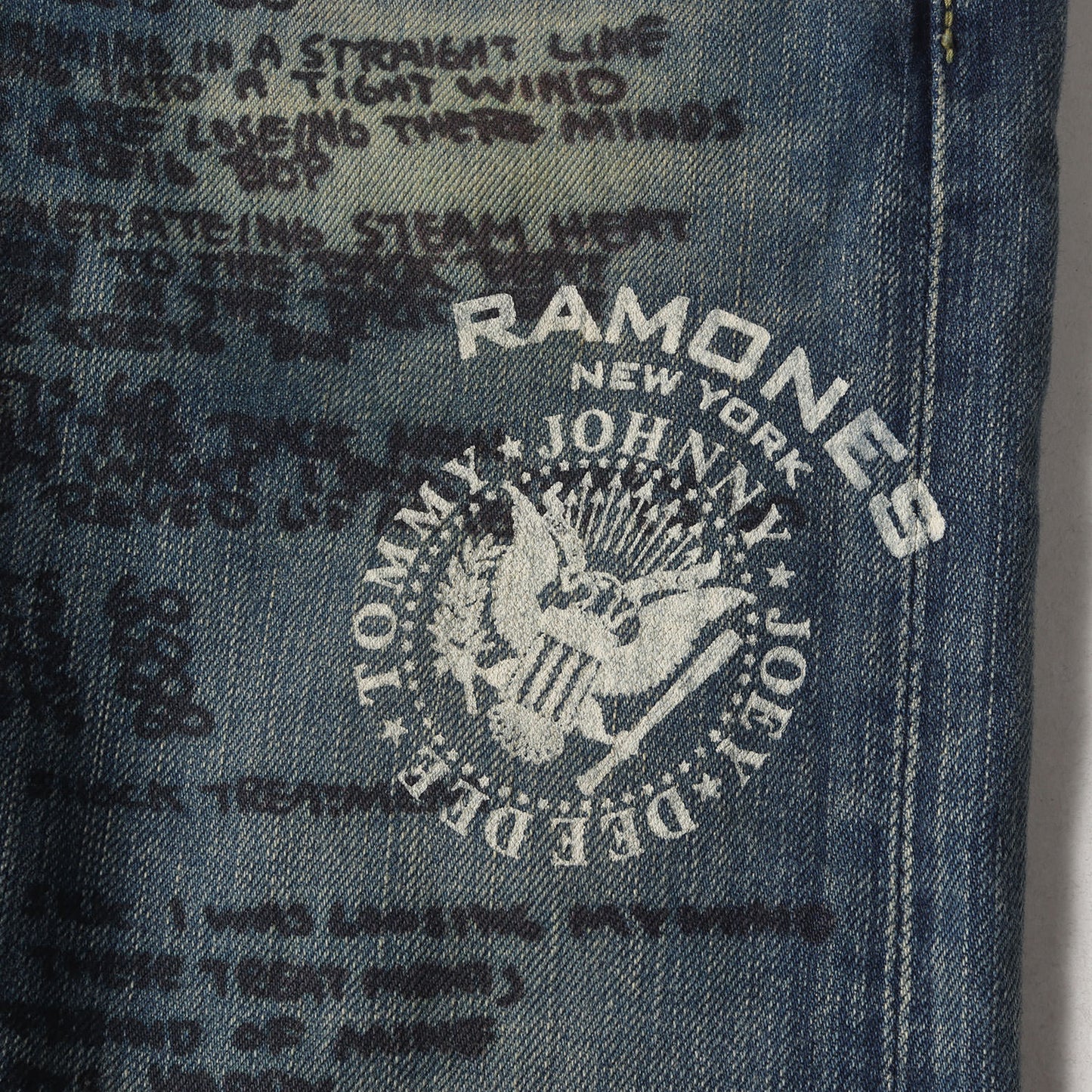 00s × RAMONES ストレッチ スキニー デニム パンツ (4AP-2653) / ボタンフライ