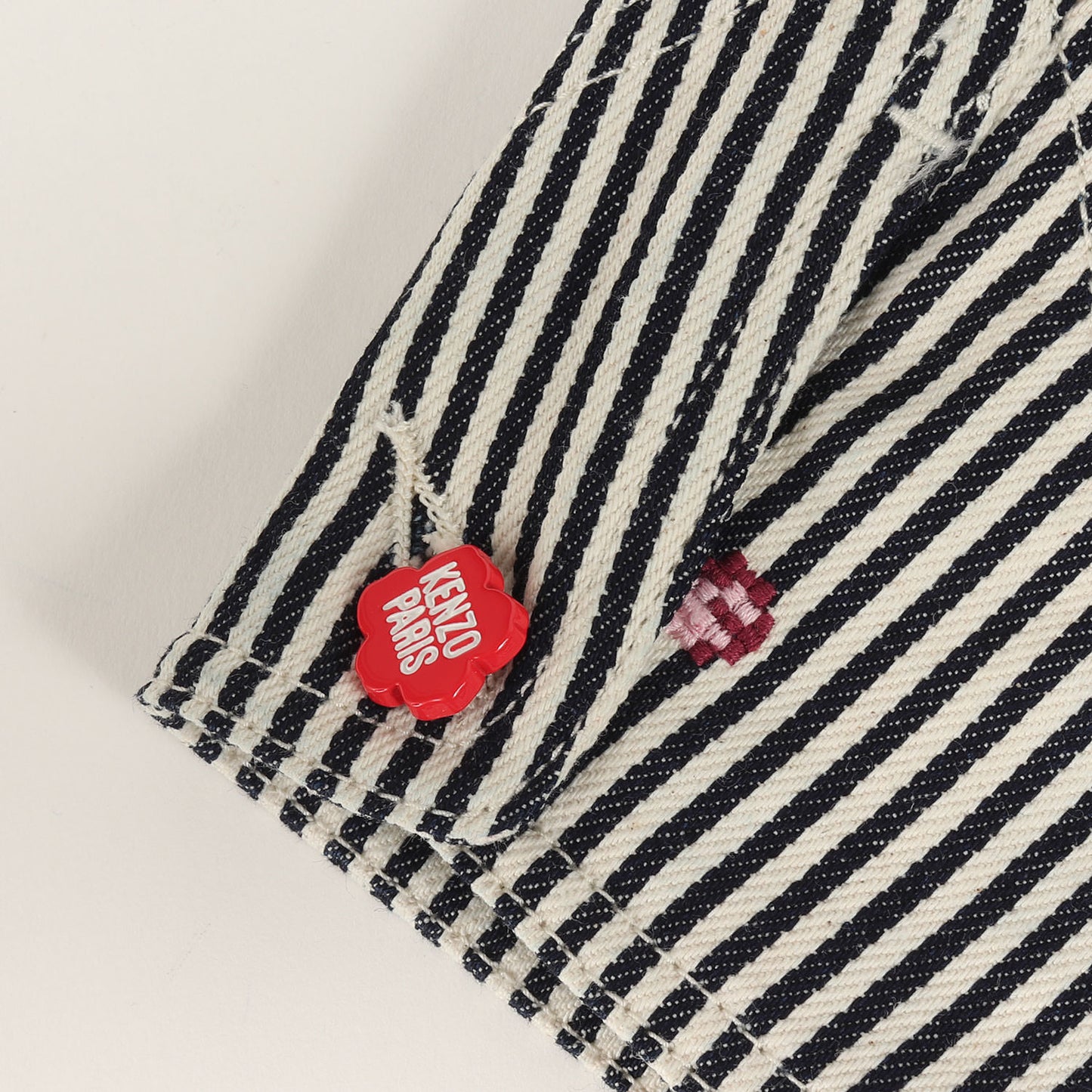 23SS × NIGO ピクセル ジャガード ヒッコリーストライプ デニム カバーオール (KENZO Pixel striped denim workwear jacket FD55DV1026J1)