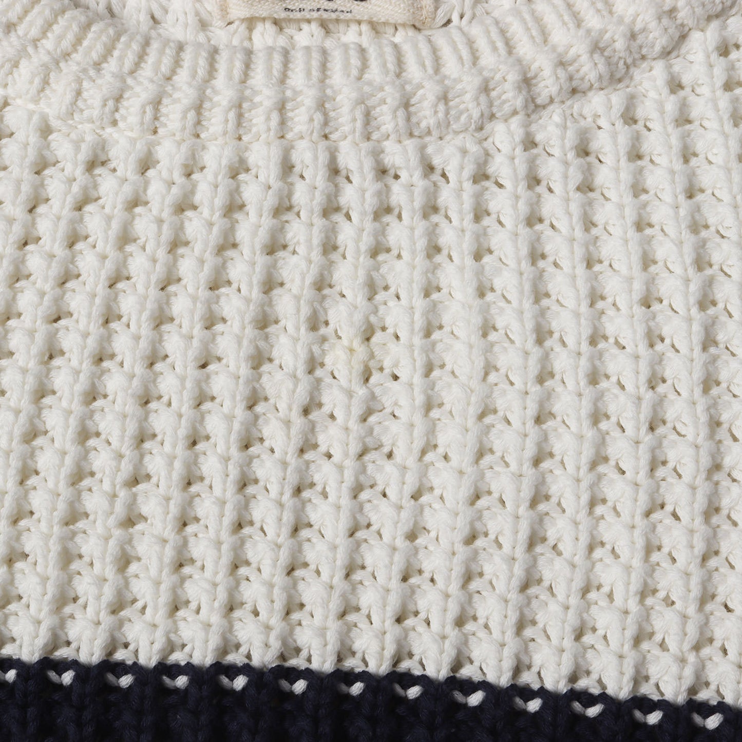 パネルボーダー 畔編み ローゲージ コットン ニット