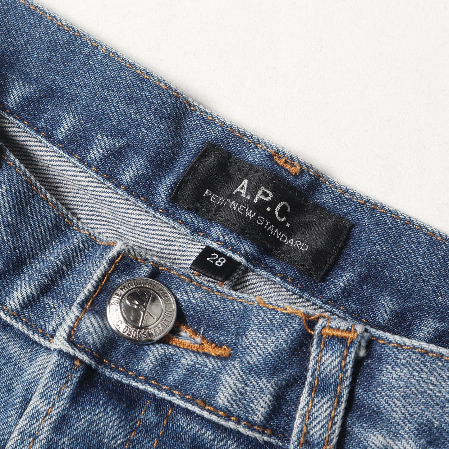 ユーズド加工 プチスタンダード ストレッチ デニムパンツ (PETIT NEW STANDARD) / ボタンフライ