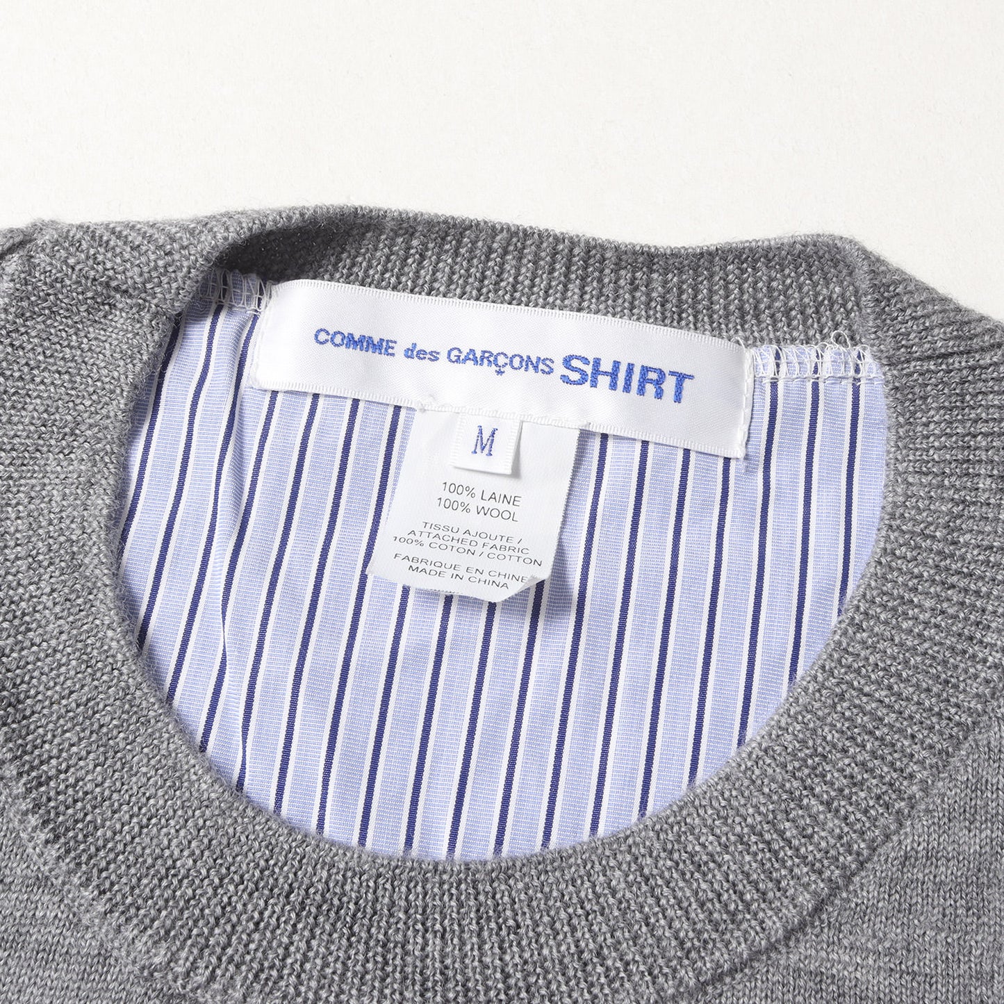 20SS ストライプ シャツ ドッキング 変型 ニット (fully fashioned knit gauge 14 shirt fabric docking S28502)
