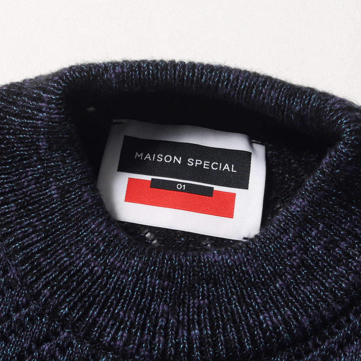 24AW スラブヤーン バイアス メッシュ ブレンド ニット (Slub Yarn Mixed Bias Mesh Prime-Over Crew Neck Knit Pullover 11242361327)