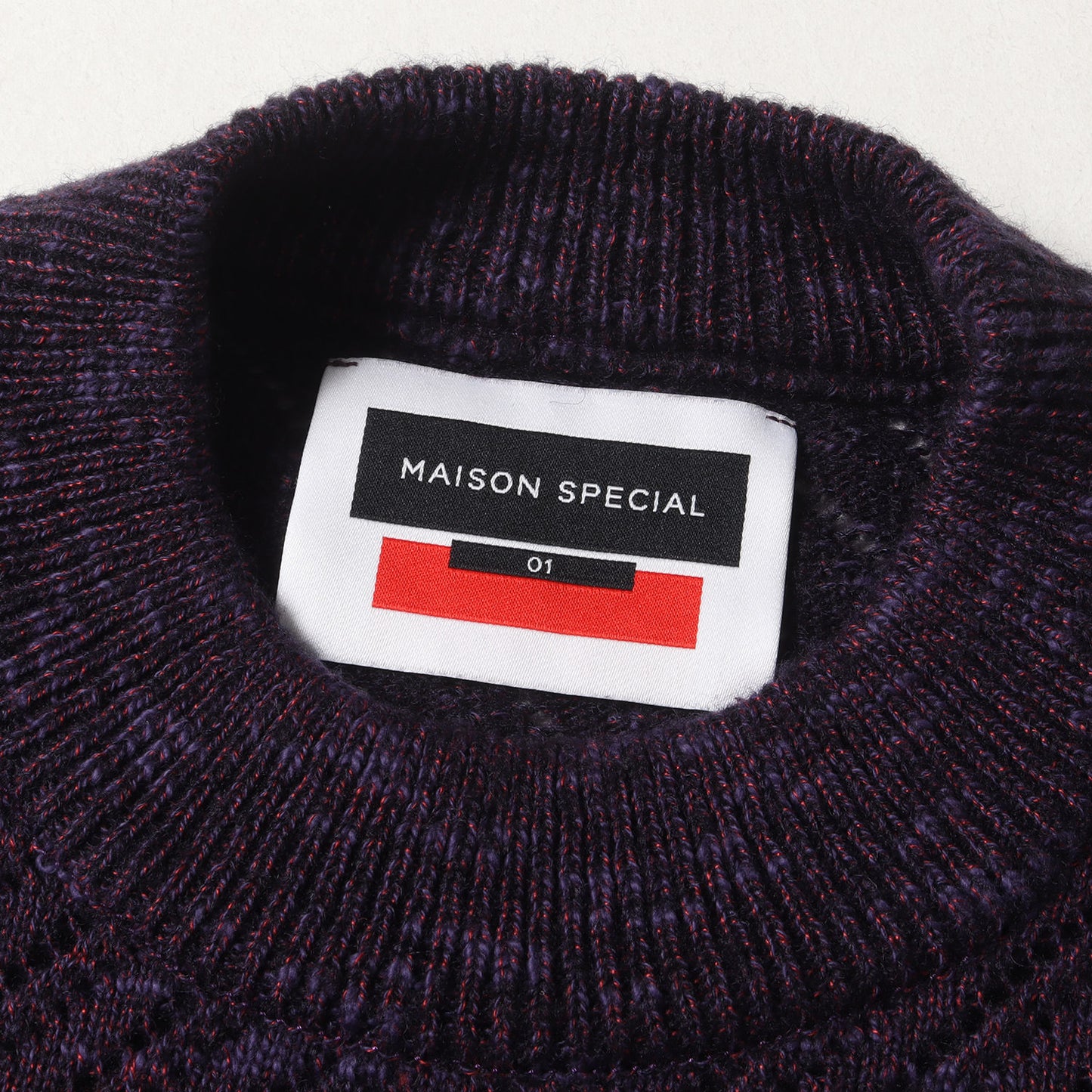 24AW スラブヤーン バイアス メッシュ ブレンド ニット (Slub Yarn Mixed Bias Mesh Prime-Over Crew Neck Knit Pullover 11242361327)