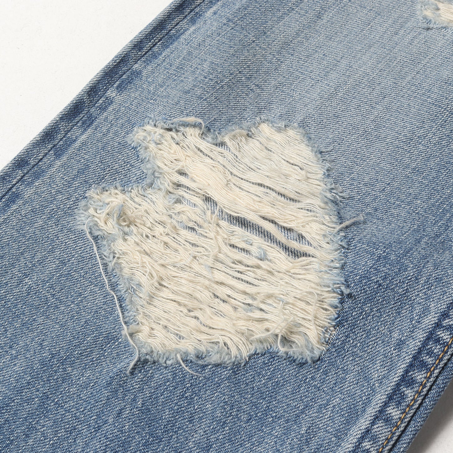 クラッシュ ダメージ加工 スリム ストレート デニム パンツ (NEW SLIM 5P DENIM 211317102) / ボタンフライ