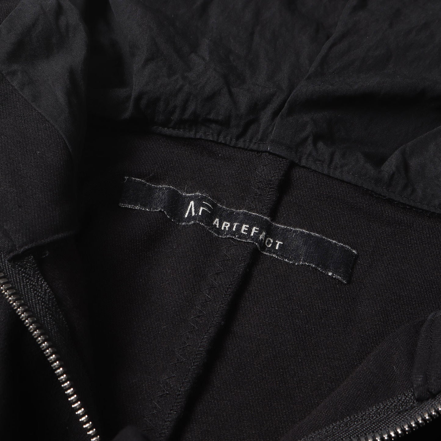 スウェット コンビ ストレッチ ブラックデニム ロング ジャケット (Denim × Sweat Hoodie Blouson)