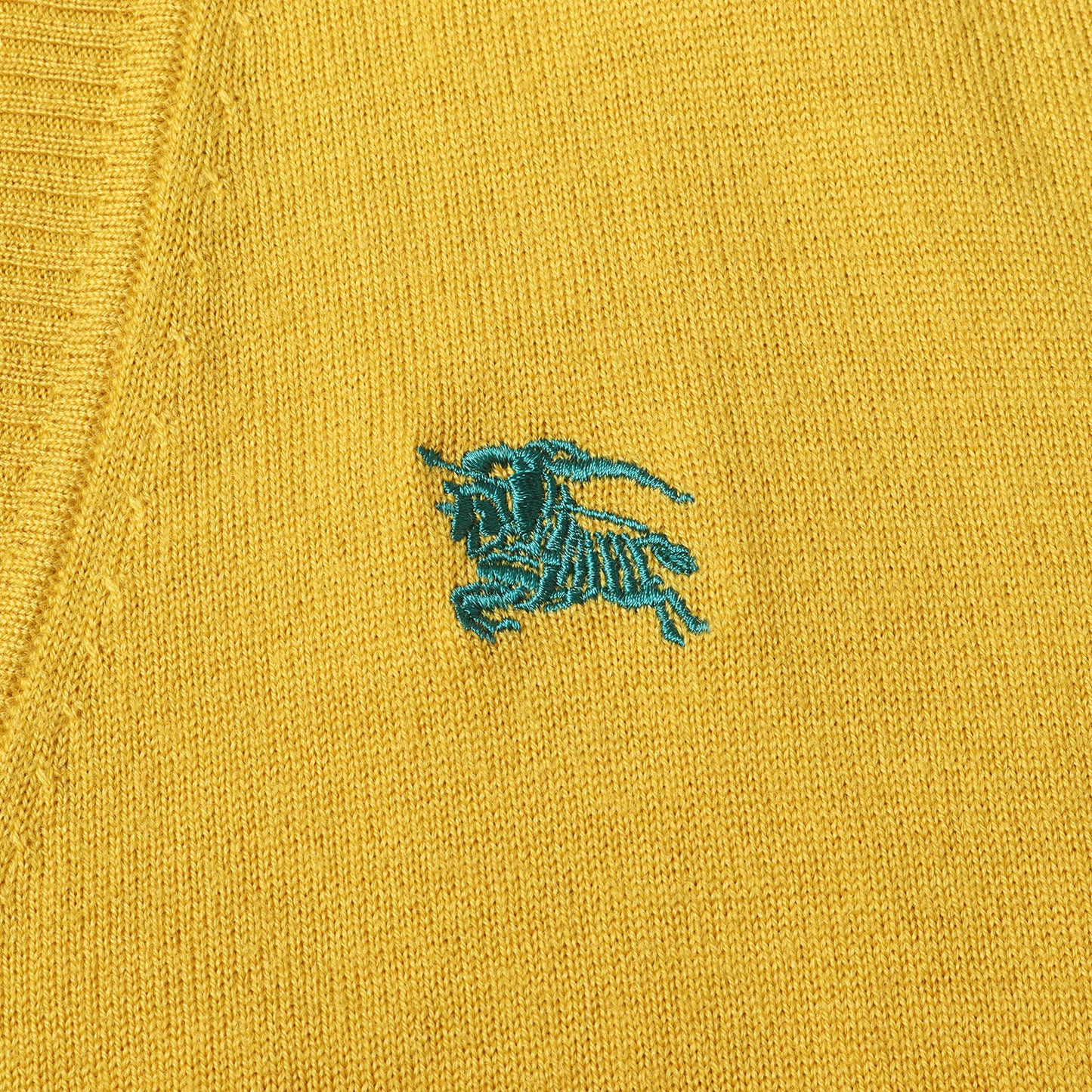 ワンポイント ホースマーク 刺繍 ハイゲージ ウール ニット カーディガン