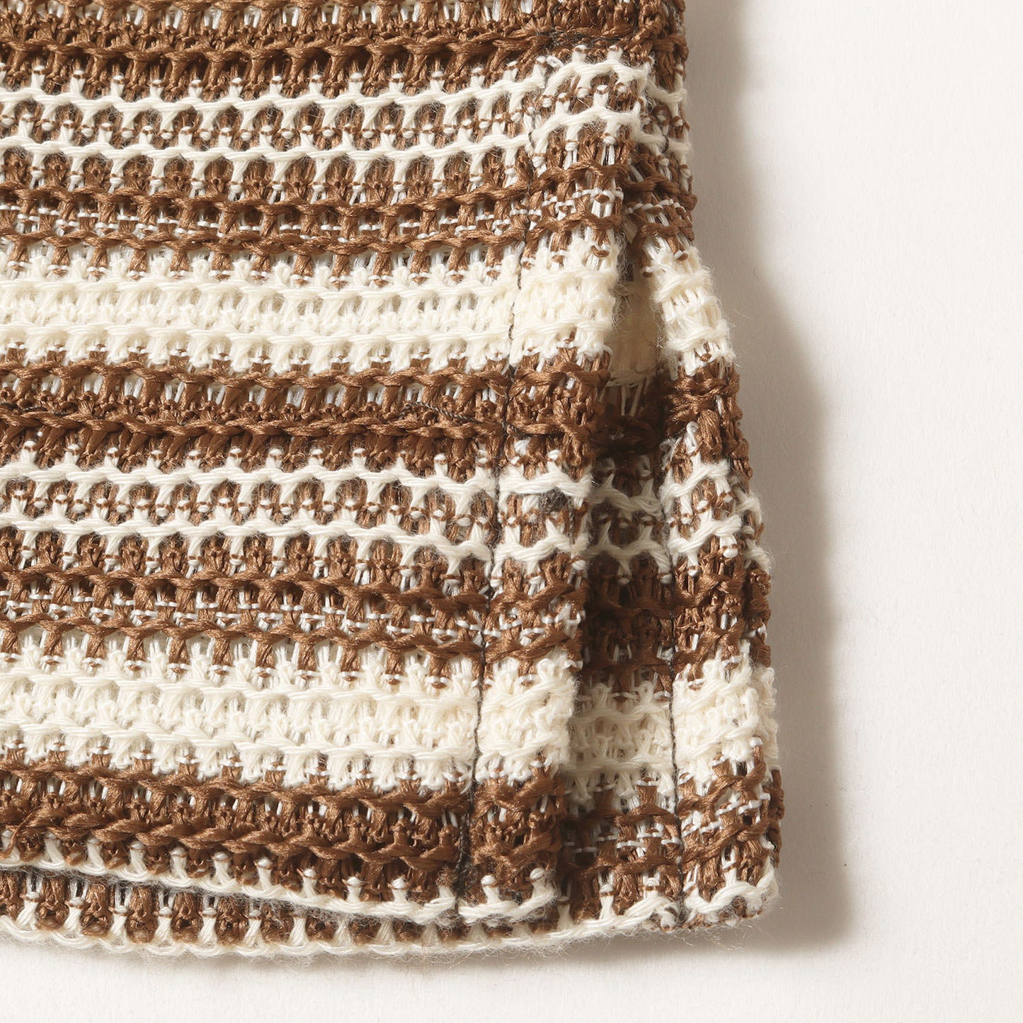 23SS ボーダー クロシェット ニット ダブルジップ 半袖 シャツ (Zip Up Box Shirt Crochet Knit 51-231-10-011368)