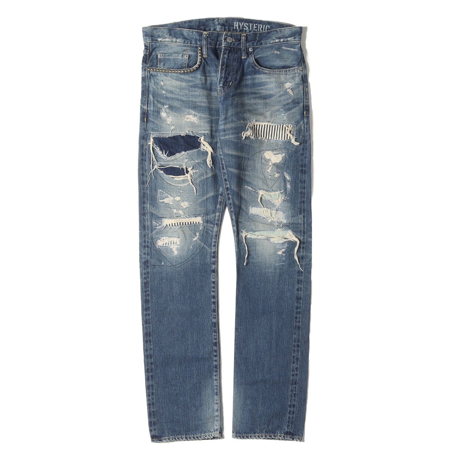 美品✨ヒステリックグラマー コムドットヤマト着用 デニムパンツ W30 ヒステリックグラマーパッチデニムコムドットヤマト着用モデル