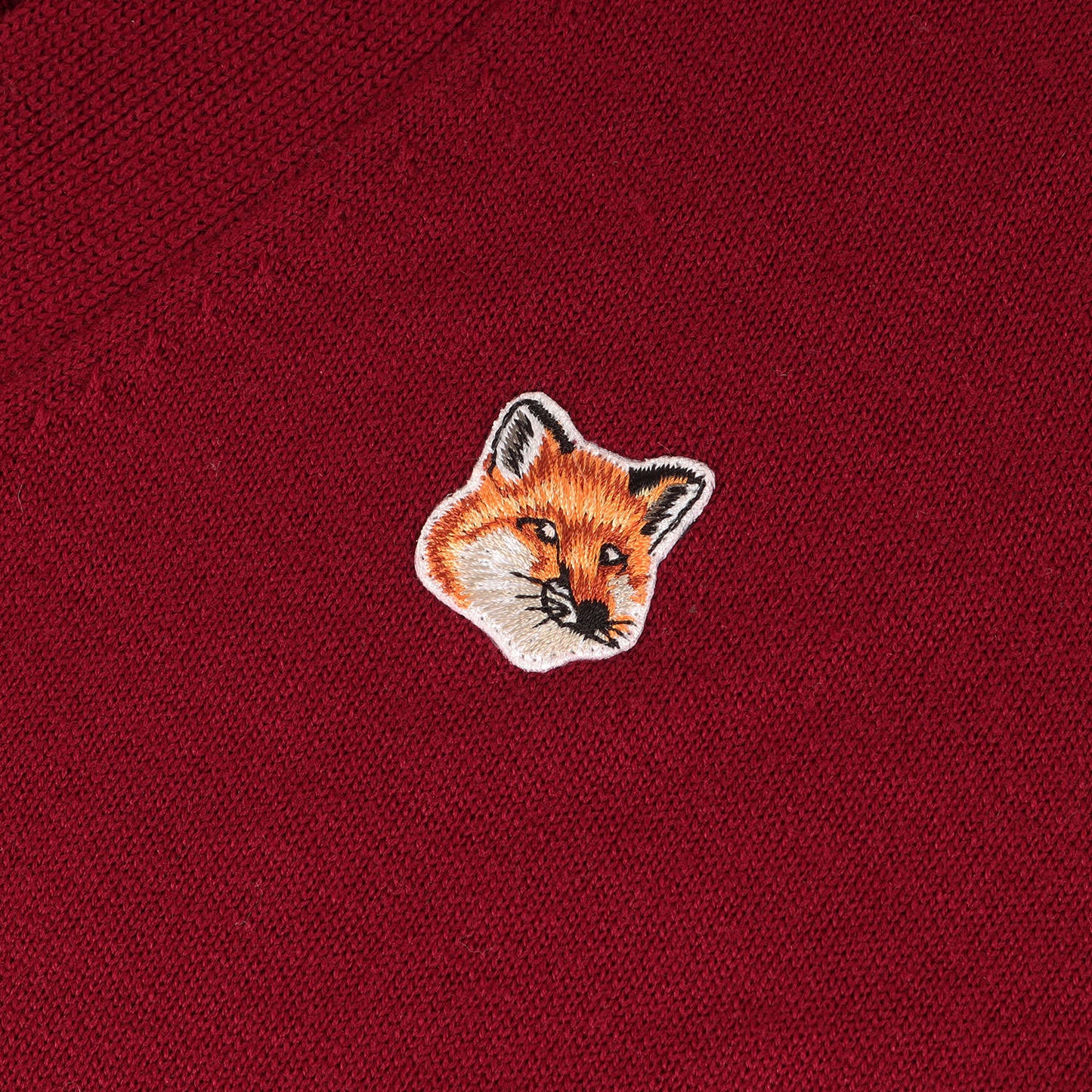 ワンポイント 刺繍 ウール ニット Vネック カーディガン (Fox Head Classic Cardigan GU00529KT1036)