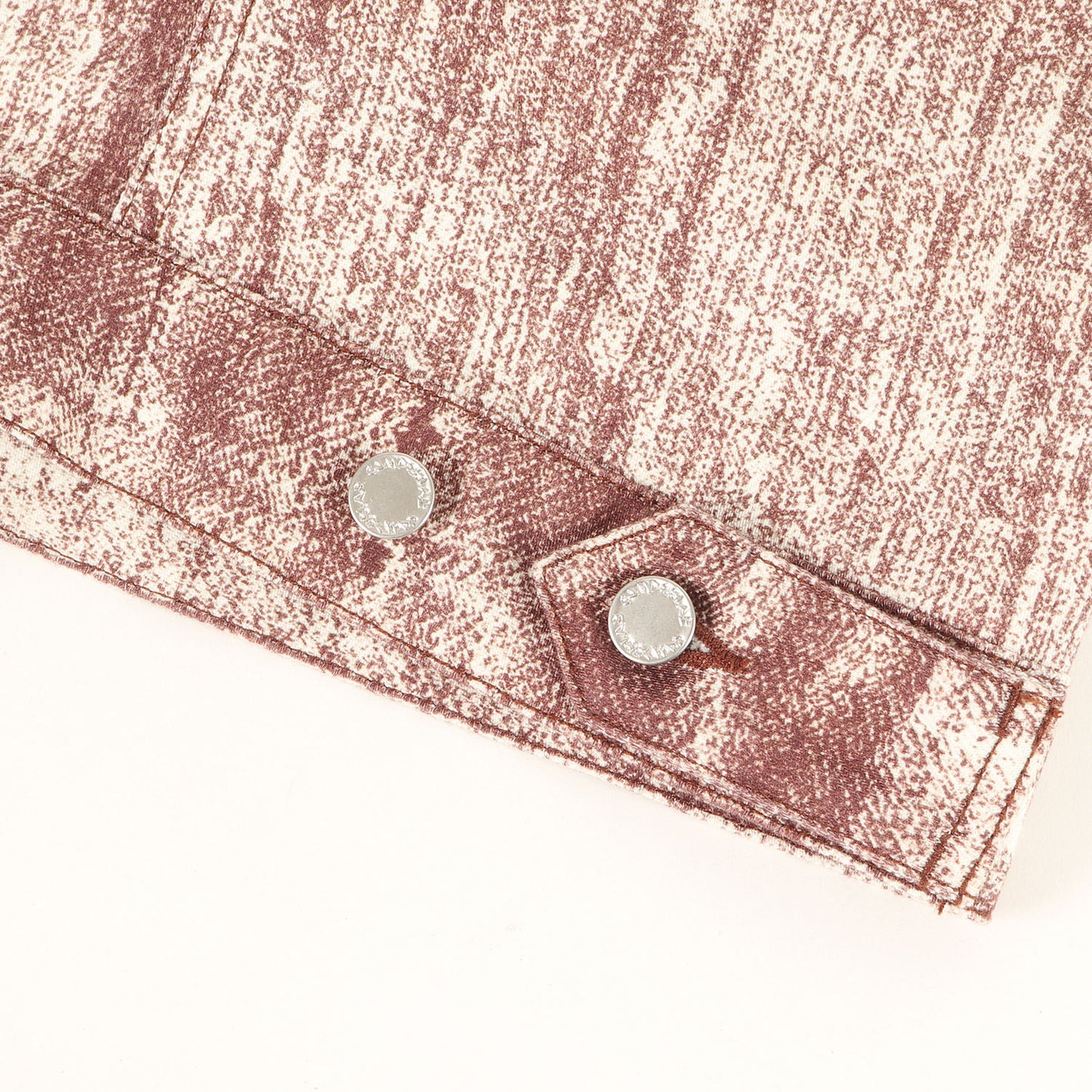 25SS ペイント加工 フライフロント デニム トラッカー ジャケット (Terracotta Paint Print Denim Jacket AU00021) / LAB