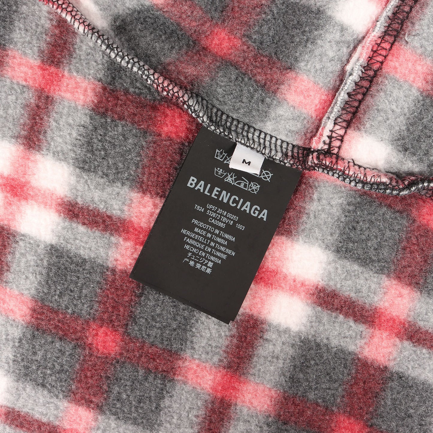 ヘムロゴ刺繍 チェック ハイネック ダブルジップ フリース ジャケット (532673 TBV18)