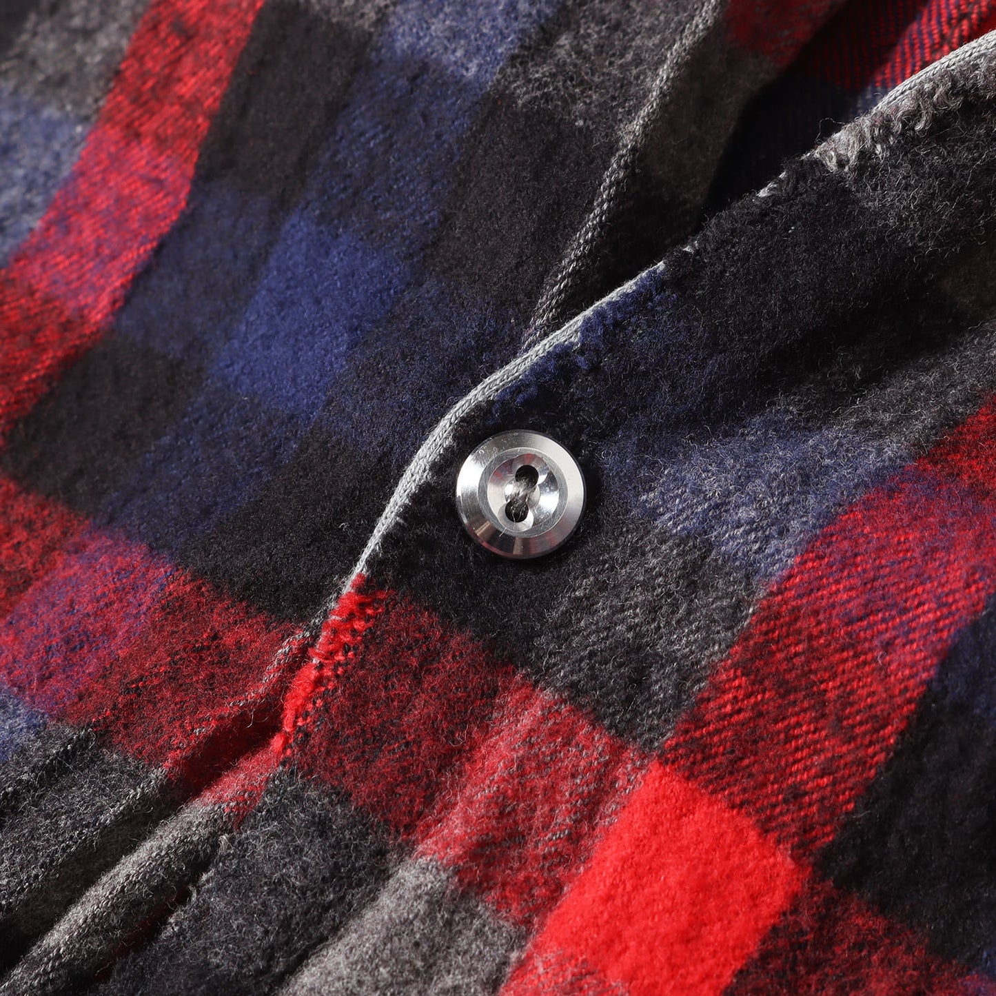 リンクル加工 イタリアンカラー チェック フランネル シャツ (WRINKLE CHECK SHIRT 1061520001)