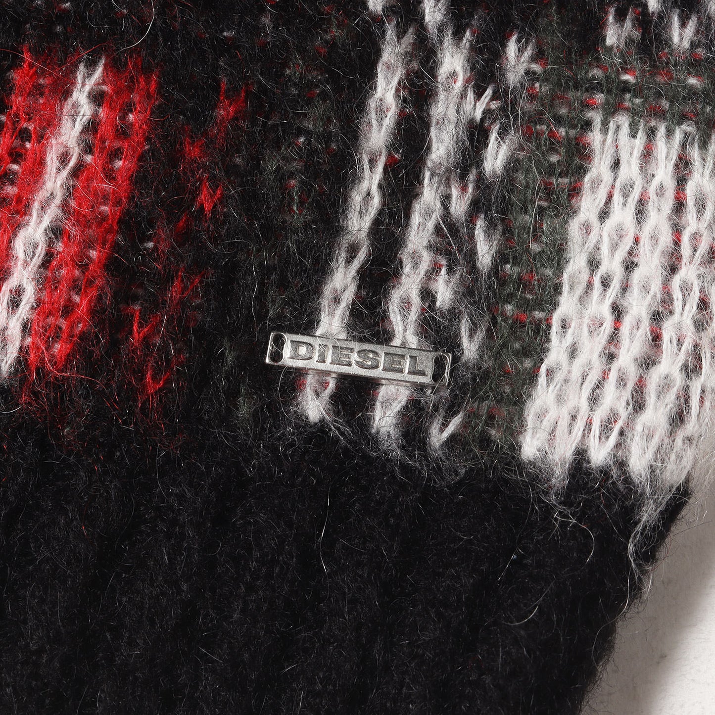 ジオメトリック ジャガード Vネック モヘア混 ニット セーター / Italian Yarn