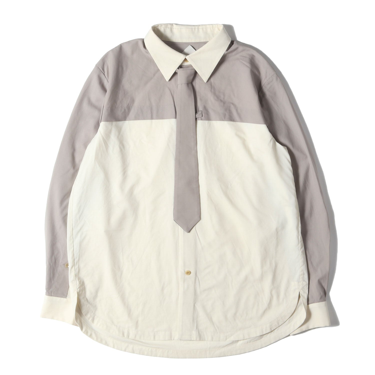 24SS ネクタイ付き ウール ローン ドレス シャツ (TIE SHIRT B 1E124 