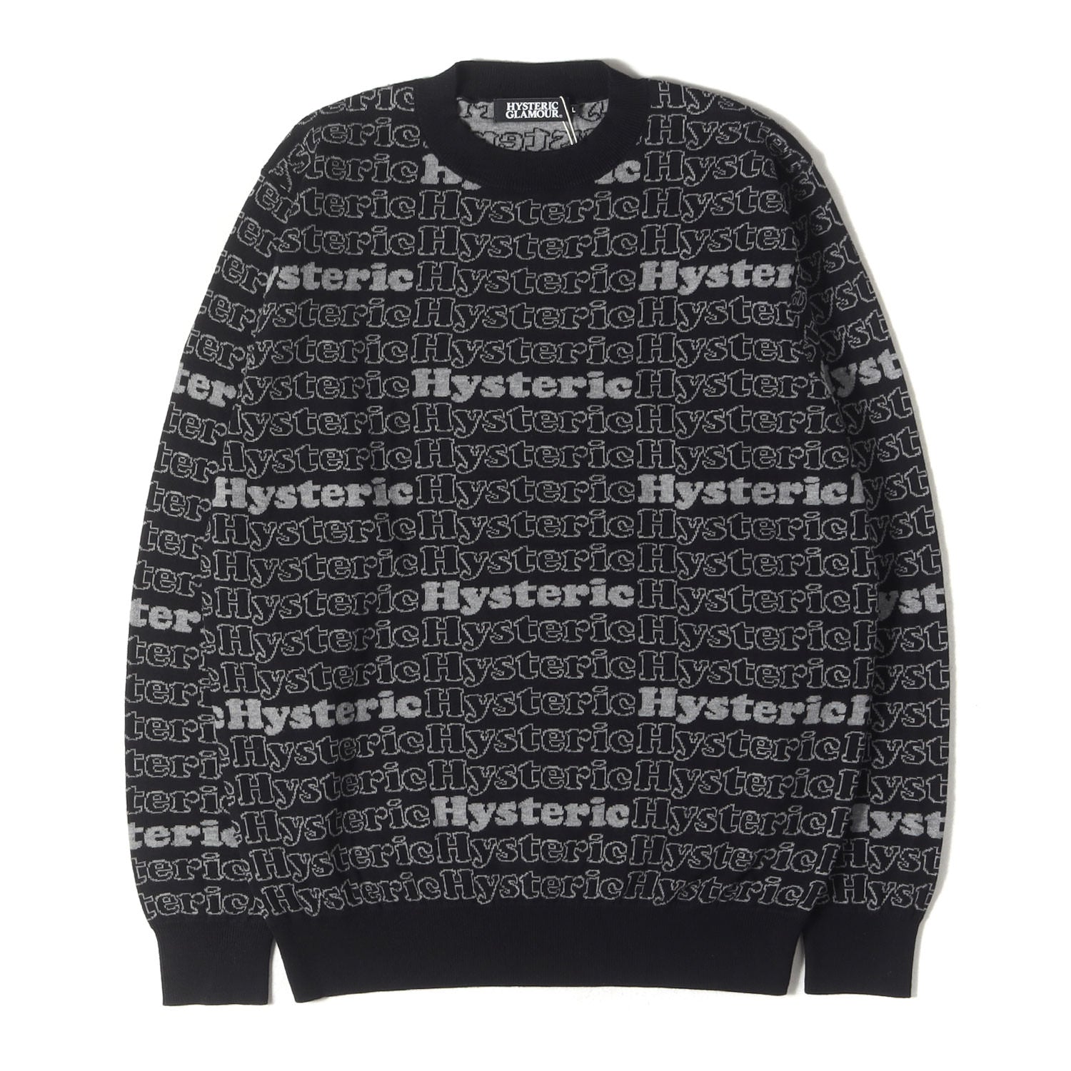 HYSTERIC LOGO 総柄 ジャカード プルオーバー コットンポリ ニット 