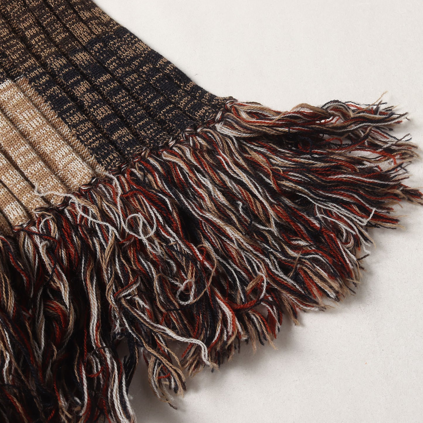 02AW フリンジ チェック メランジニット マフラー (KS17 m5l02) / MADE IN ITALY