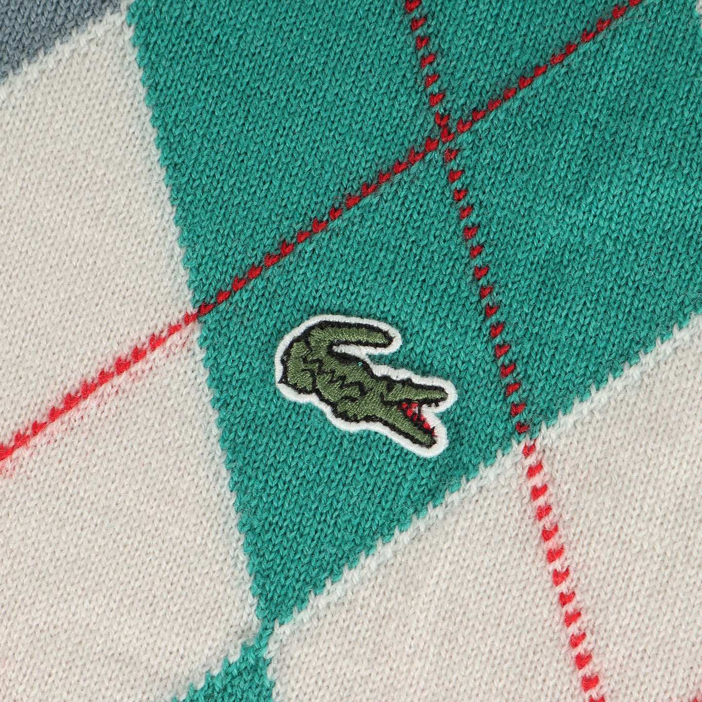 ワンポイント ワニ 刺繍 アーガイル ニット セーター / MADE IN JAPAN