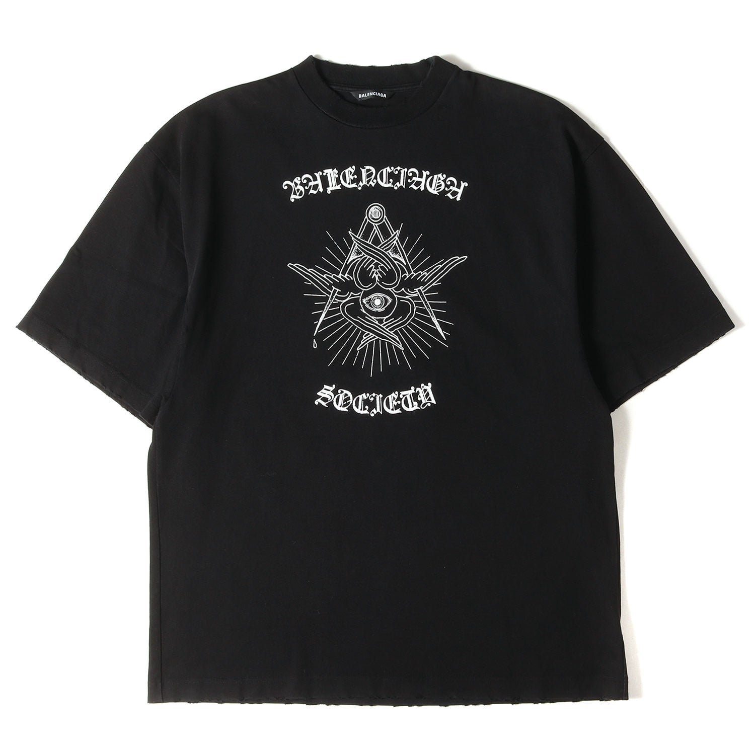 BALENCIAGA (バレンシアガ) ダメージ加工 グラフィック GOTHIC ロゴ T 