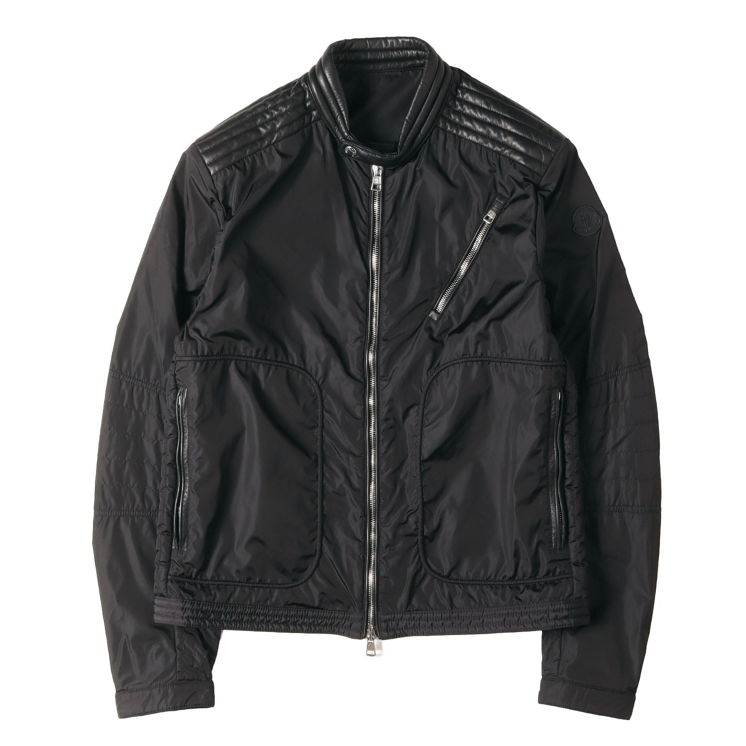 MONCLER (モンクレール) レザー切替 ナイロン シングル ライダース