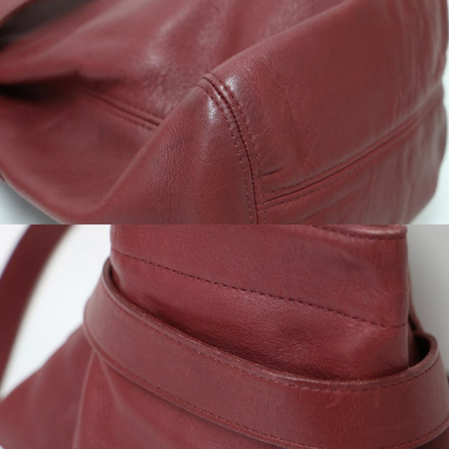 レザー ベルテッド ショルダーバッグ / 巾着 肩掛け 斜め掛け クロスボディ VINTAGE 本革 240823