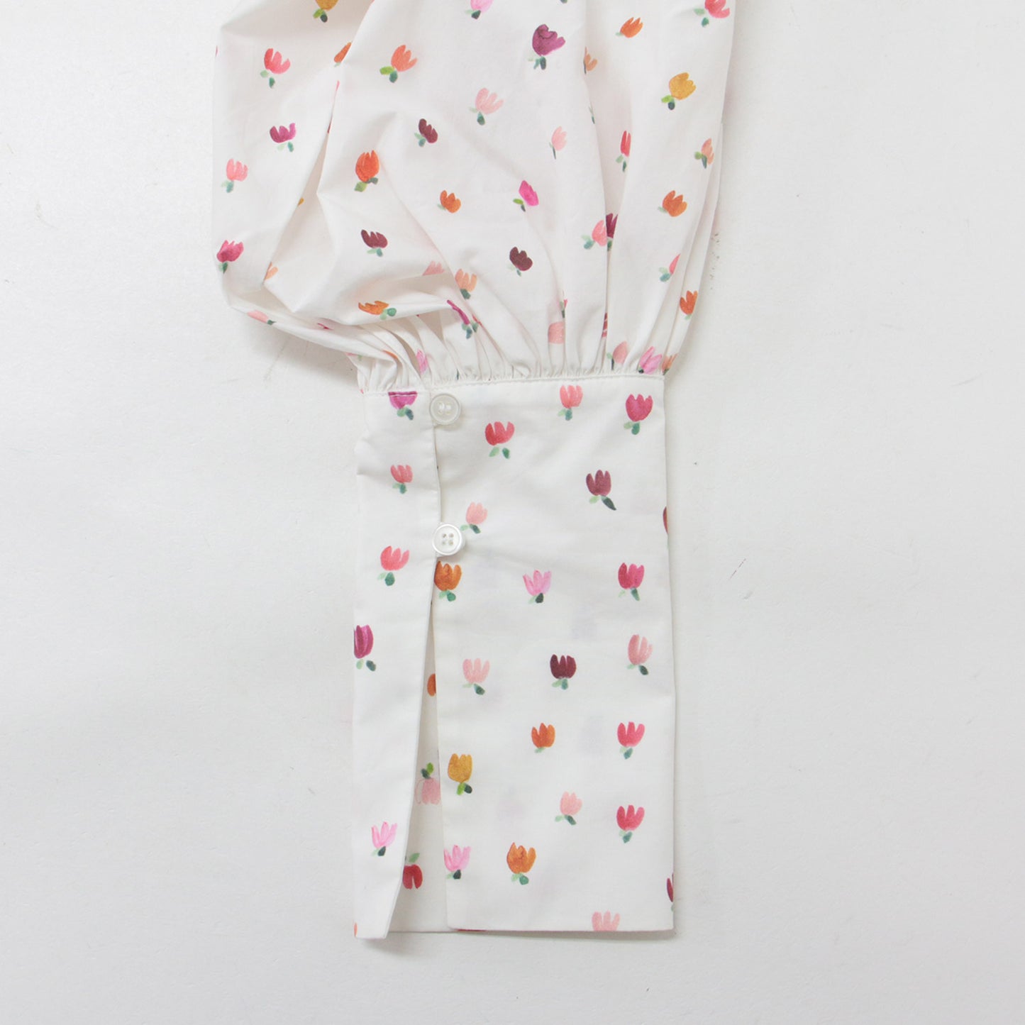 ブラウス 長袖 ボリュームスリーブ 花柄 フラワー プリント コットン 綿 230907