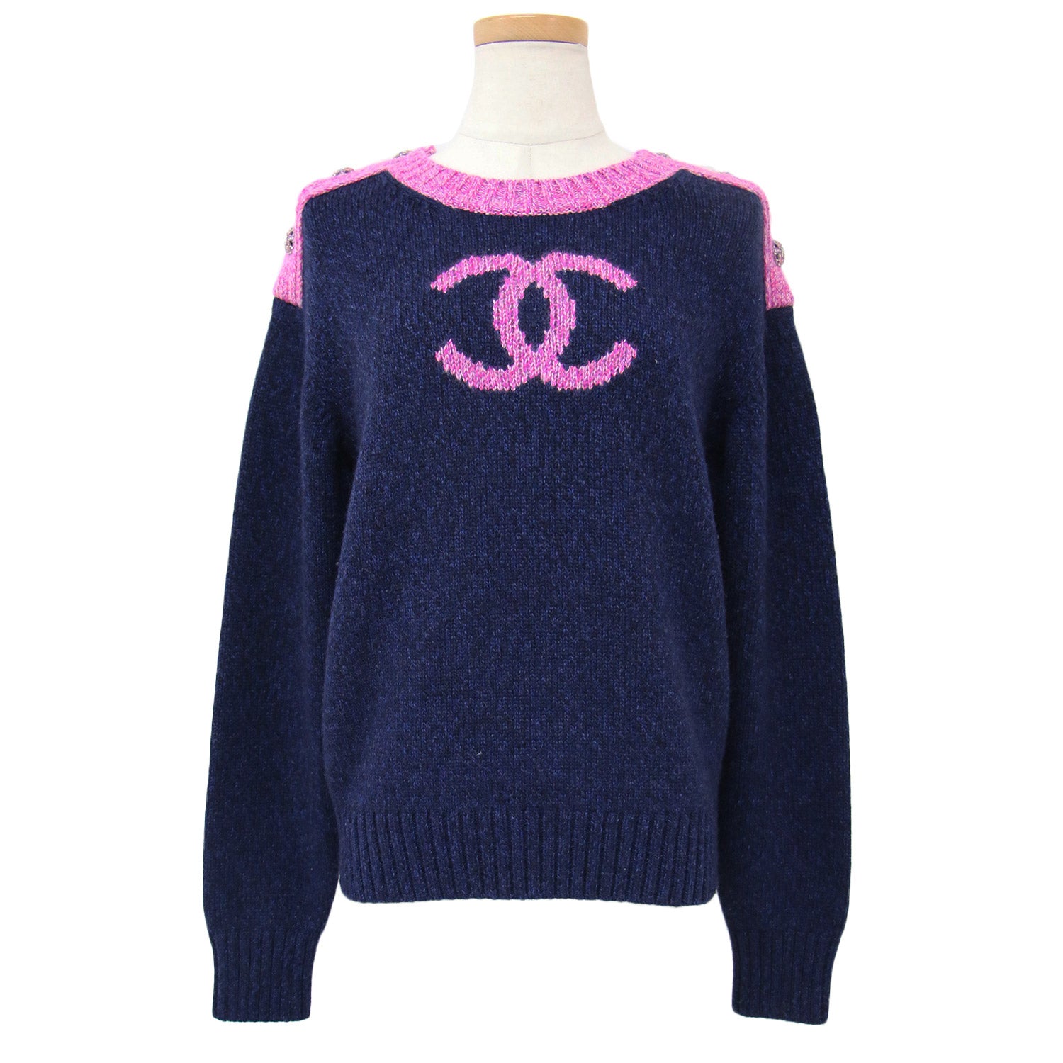 CHANEL (シャネル) ココマーク カシミヤ ニット P73911 / ビジュー 
