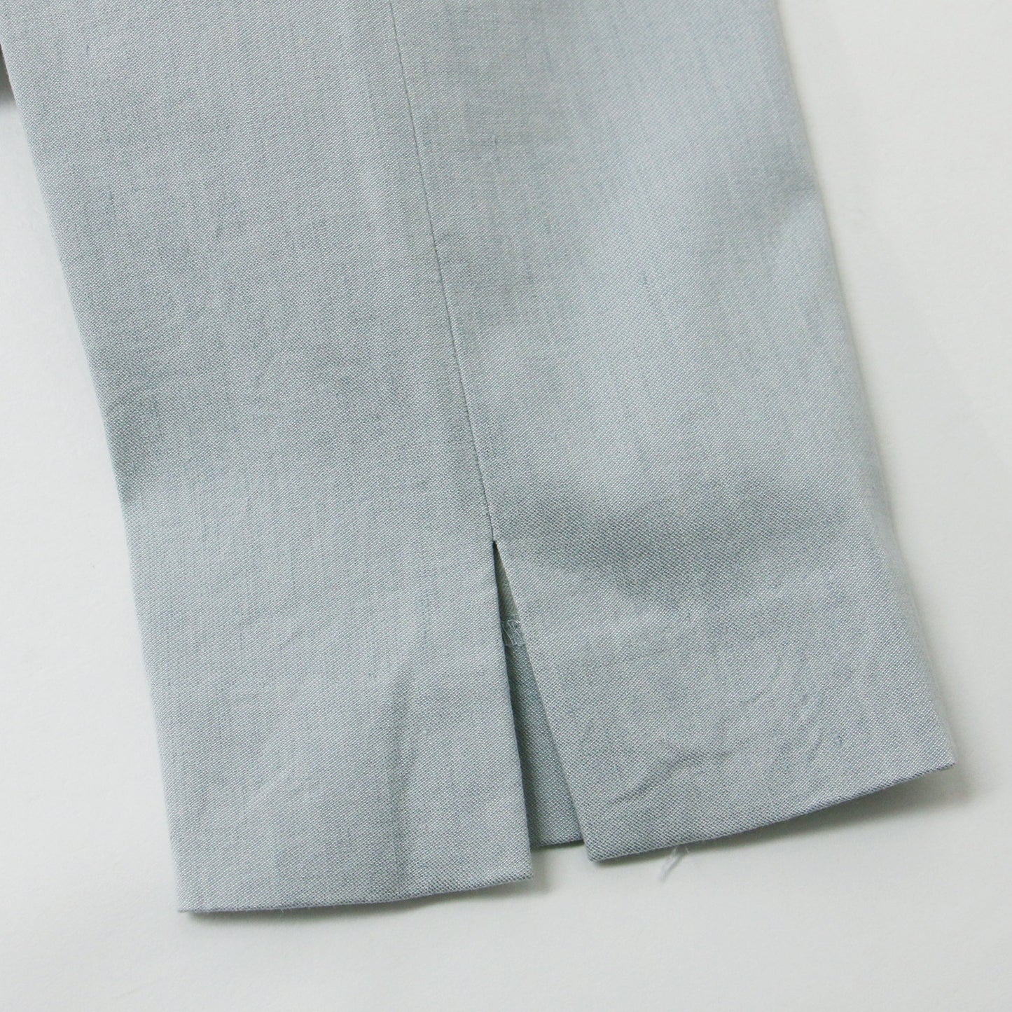 パンツ スリム クロップド丈 バックスリット ストレッチ リネン コットン 240626