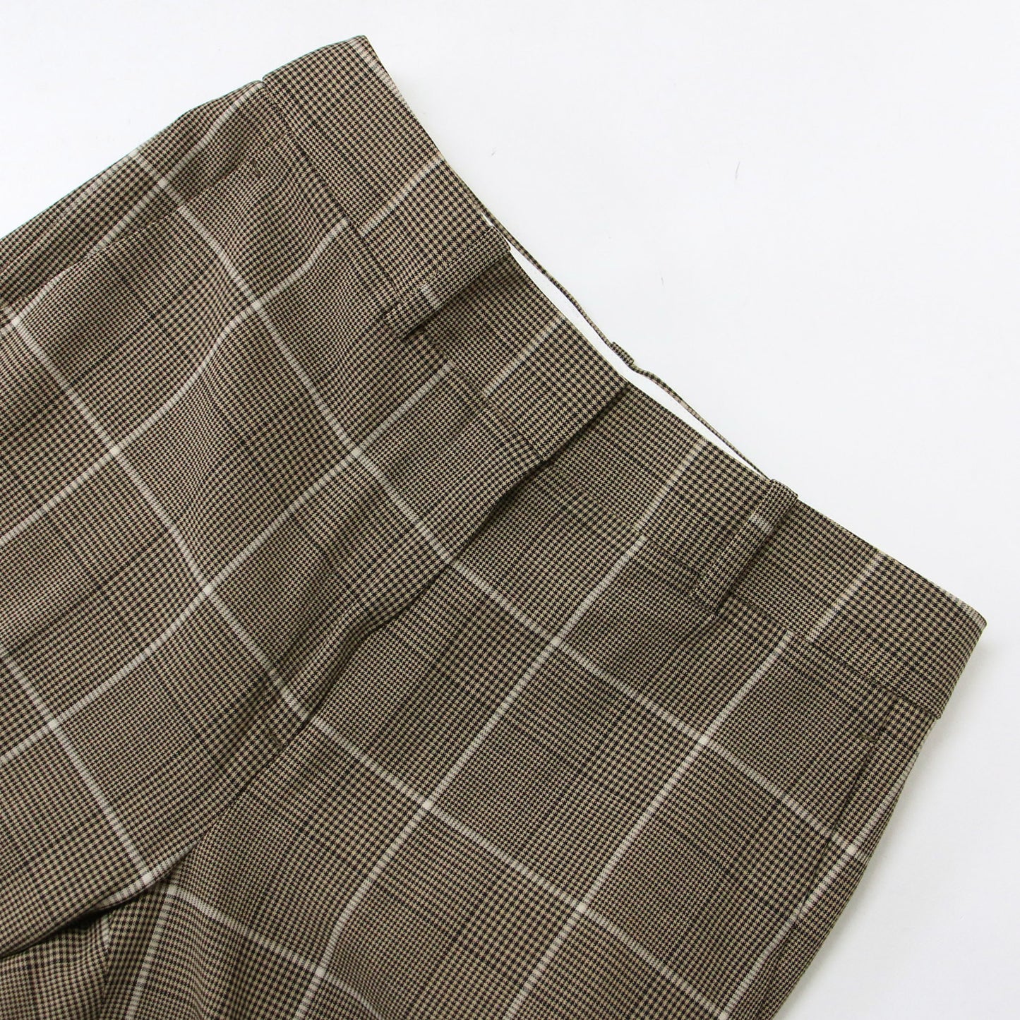 パンツ シガレットパンツ スリム センタープレス グレンチェック ストレッチ ウール 240626