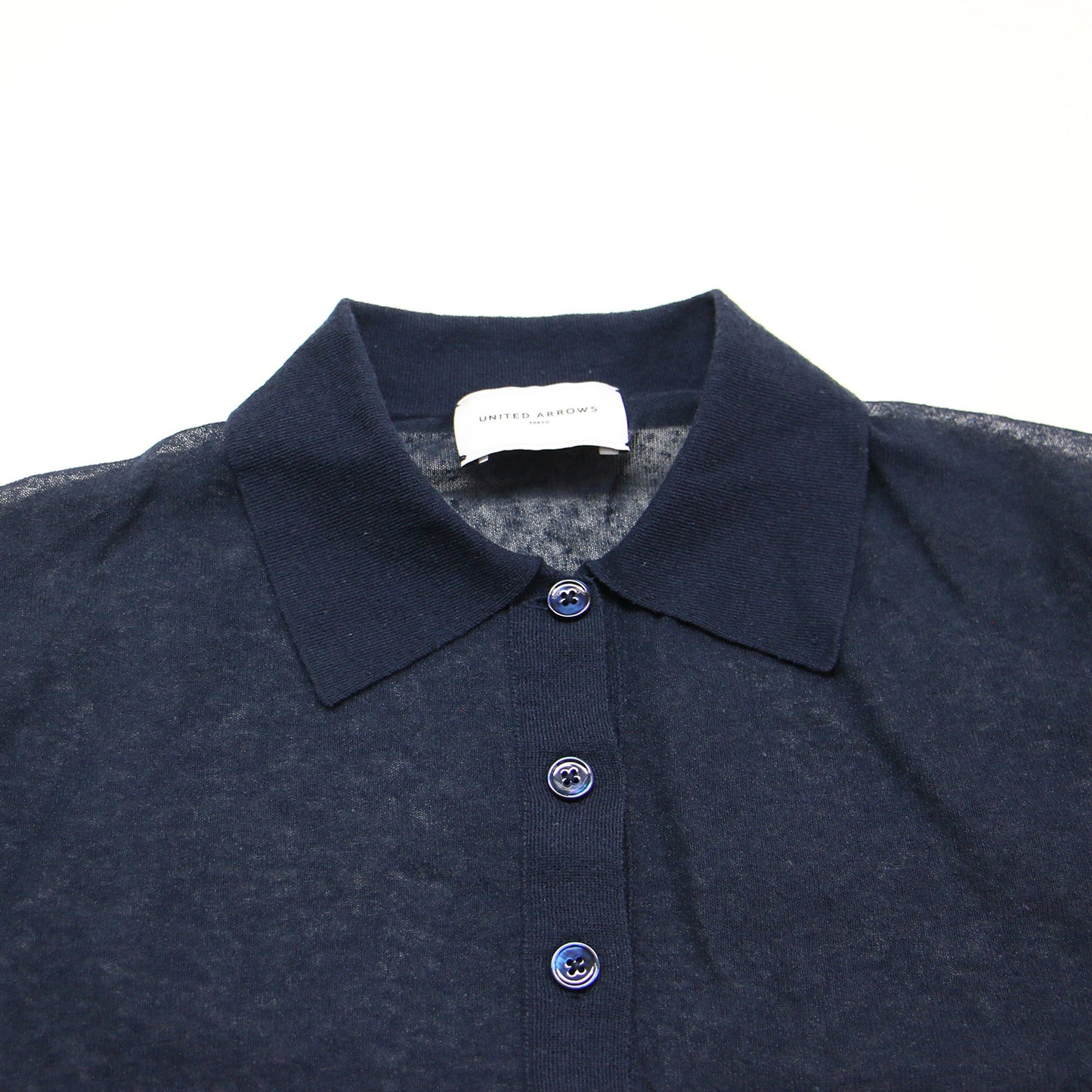 シアー ニット ポロシャツ / 半袖 リネン コットン ナイロン