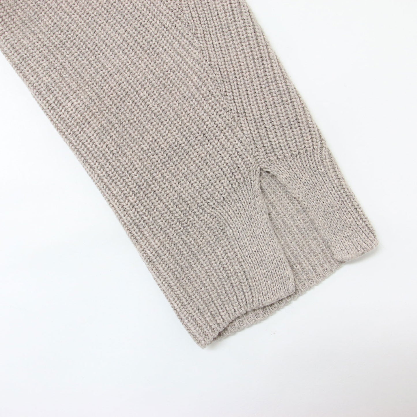 ハイネック コットン ウール ニット / Geelong Lambs Wool Hight Neck Sweater セーター 長袖 畦編み スリット