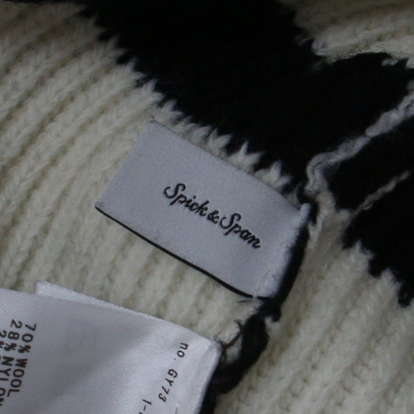 ボーダー ニット ハイネック プルオーバー / 長袖 オーバーサイズ ウール ショート丈 241122