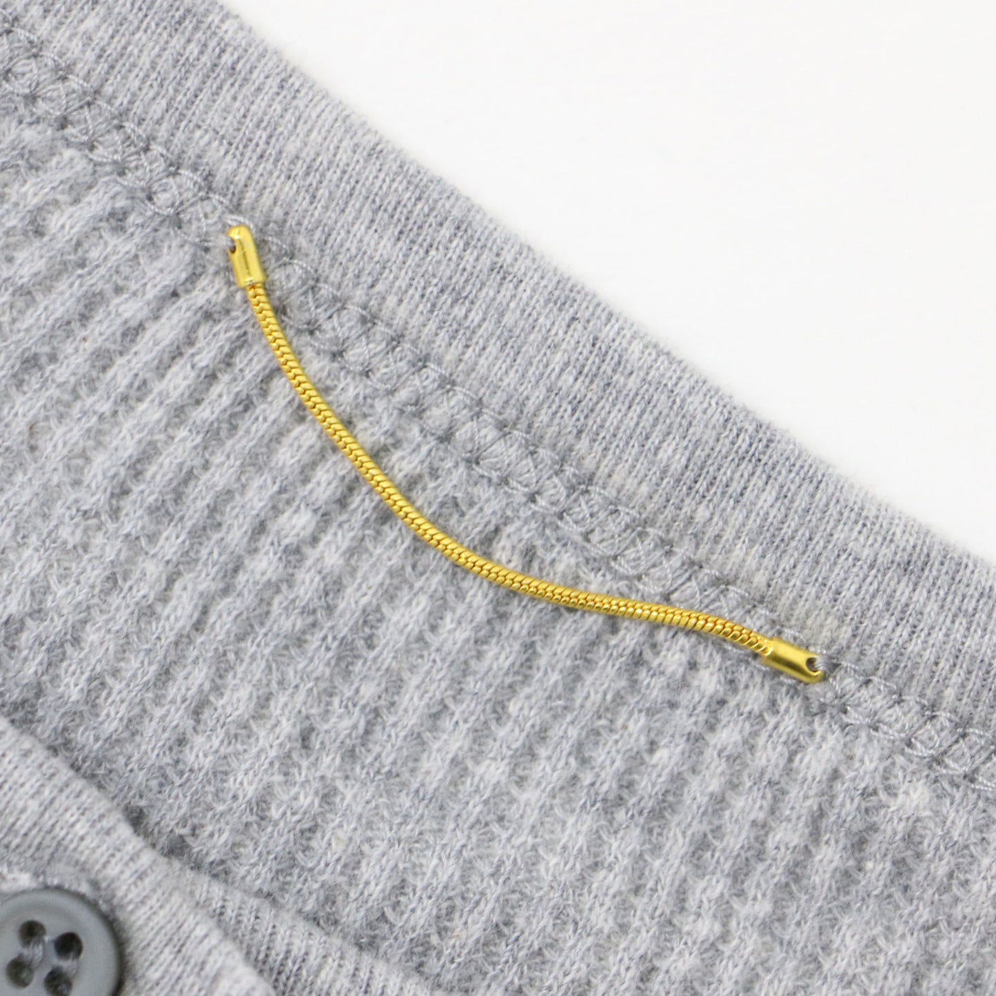 ワッフル Tシャツ / 長袖 ロンT ヘンリーネック ラウンドヘム コットン