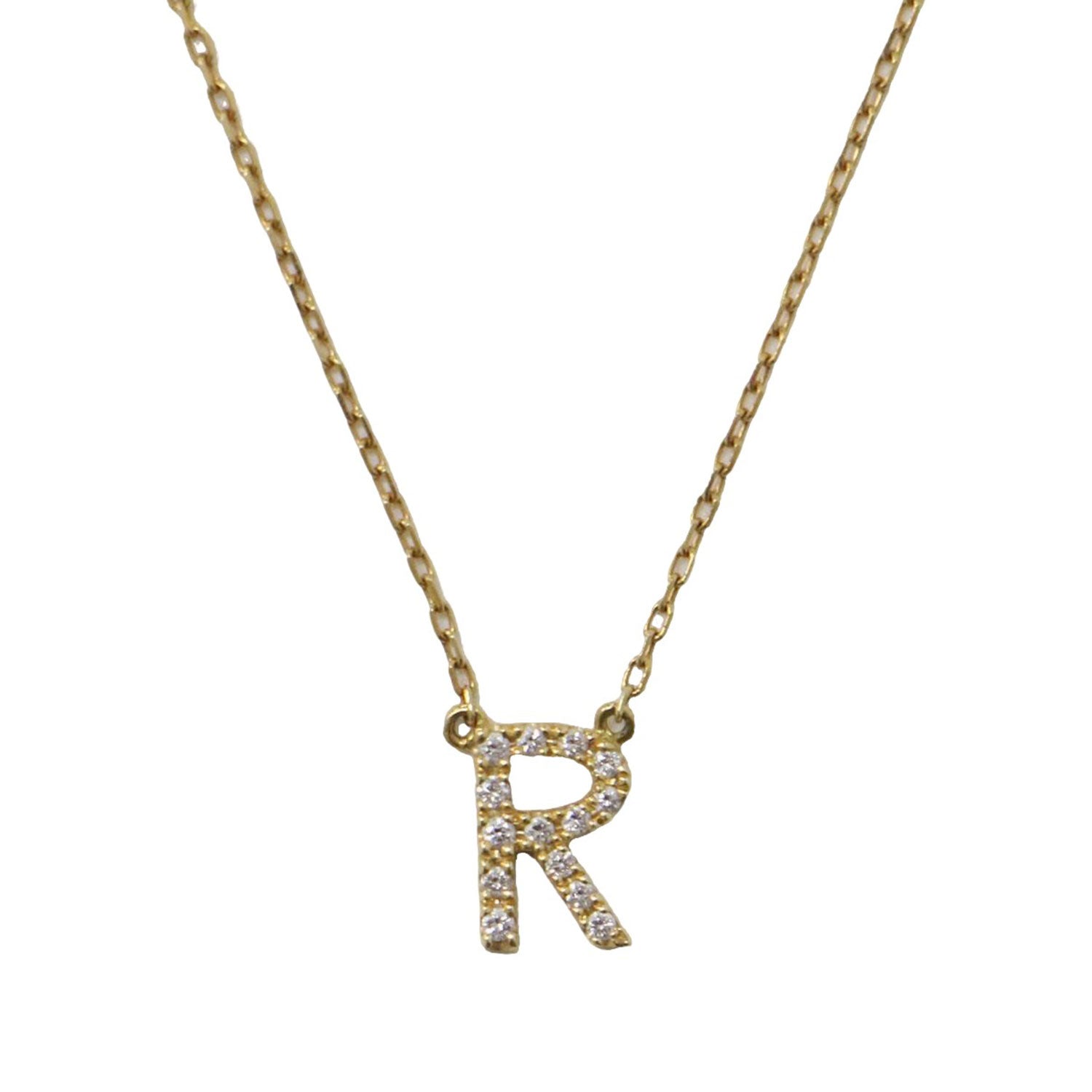 AHKAH (アーカー) R イニシャル ネックレス / チェーン K18YG 0.06ct 