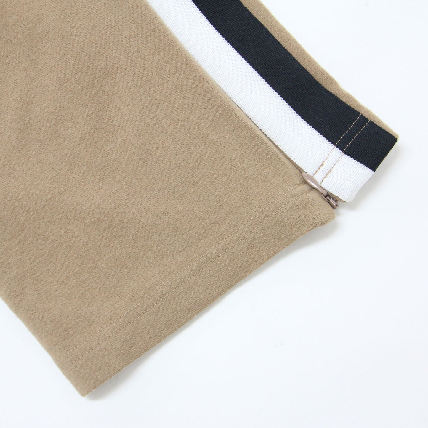 ジャージ ライン パンツ / ウエストゴム 裾ジップ付き ストレート ウール