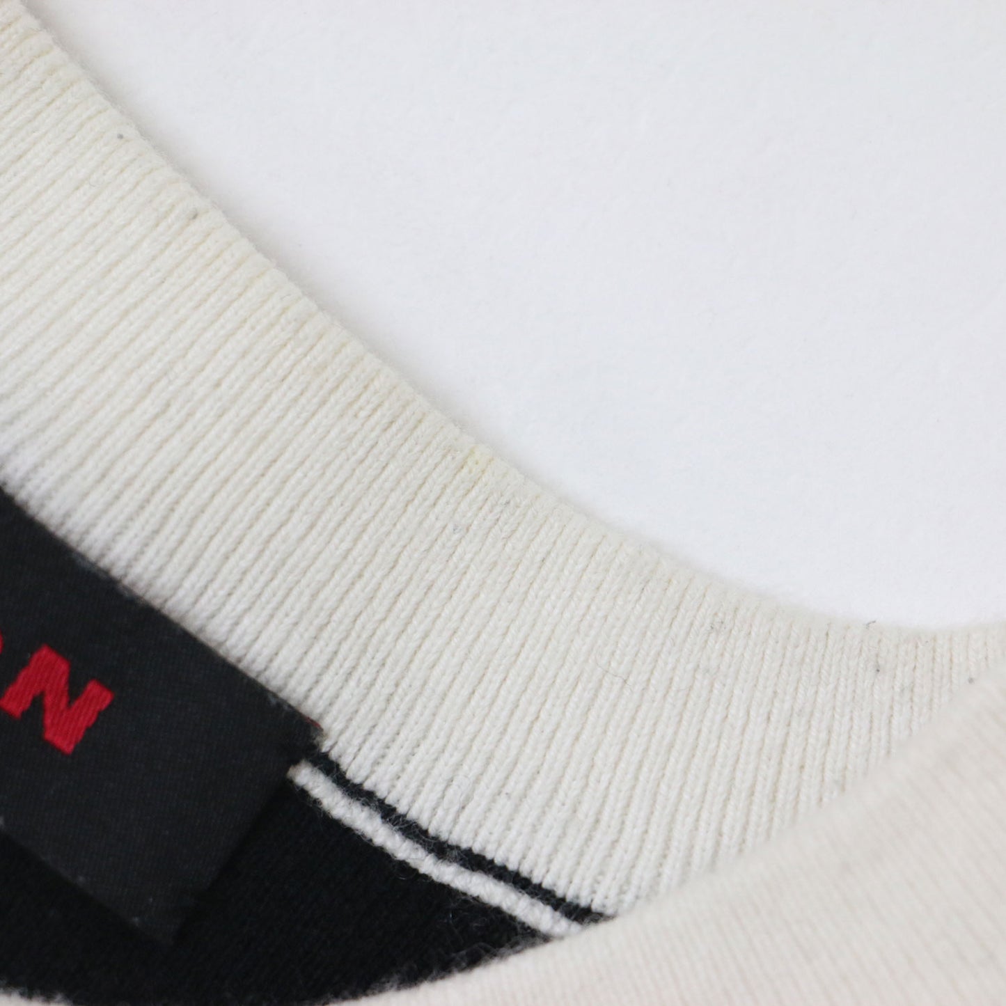 コットン カシミヤ バイカラー ハーフスリーブ カーディガン / ニット 半袖 五分袖 クルーネック パール ビーズ ロゴ